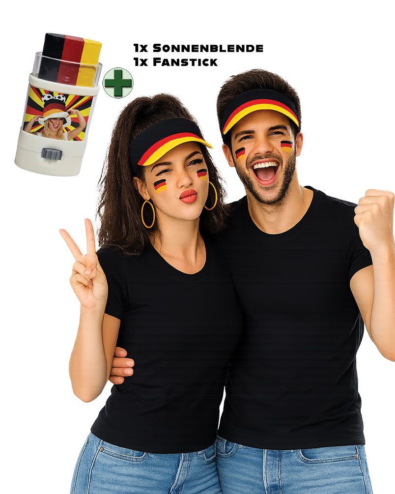 Karneval-Klamotten Kostüm Deutschland Sonnenblende mit Make Up Stick WM 2026, Fan Item Weltmeisterschaft Party Germany Supporter Nationalmannschaft