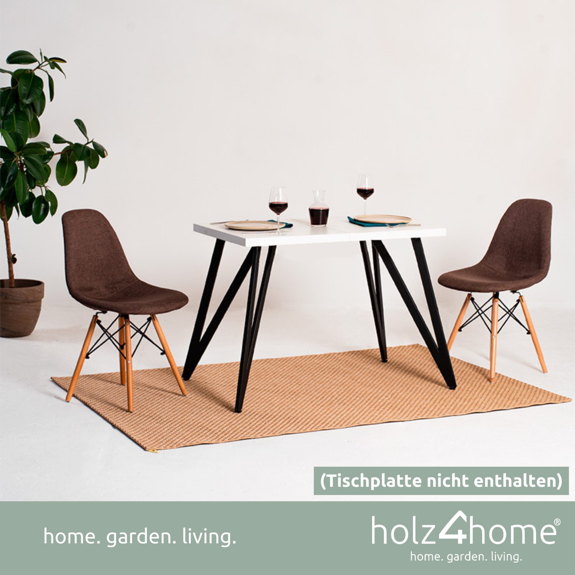 holz4home® Tischgestell Tischbeine aus Metall I Gestell in schwarz pulverbeschichtet I Set