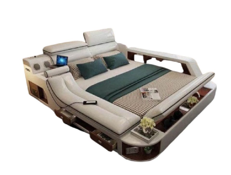 Xlmoebel Multimediabett Hotelbett 180x200cm mit Multifunktionsregal und USB-Anschluss, (1-tlg., Multifunktions Bett), Hergestellt in Europa