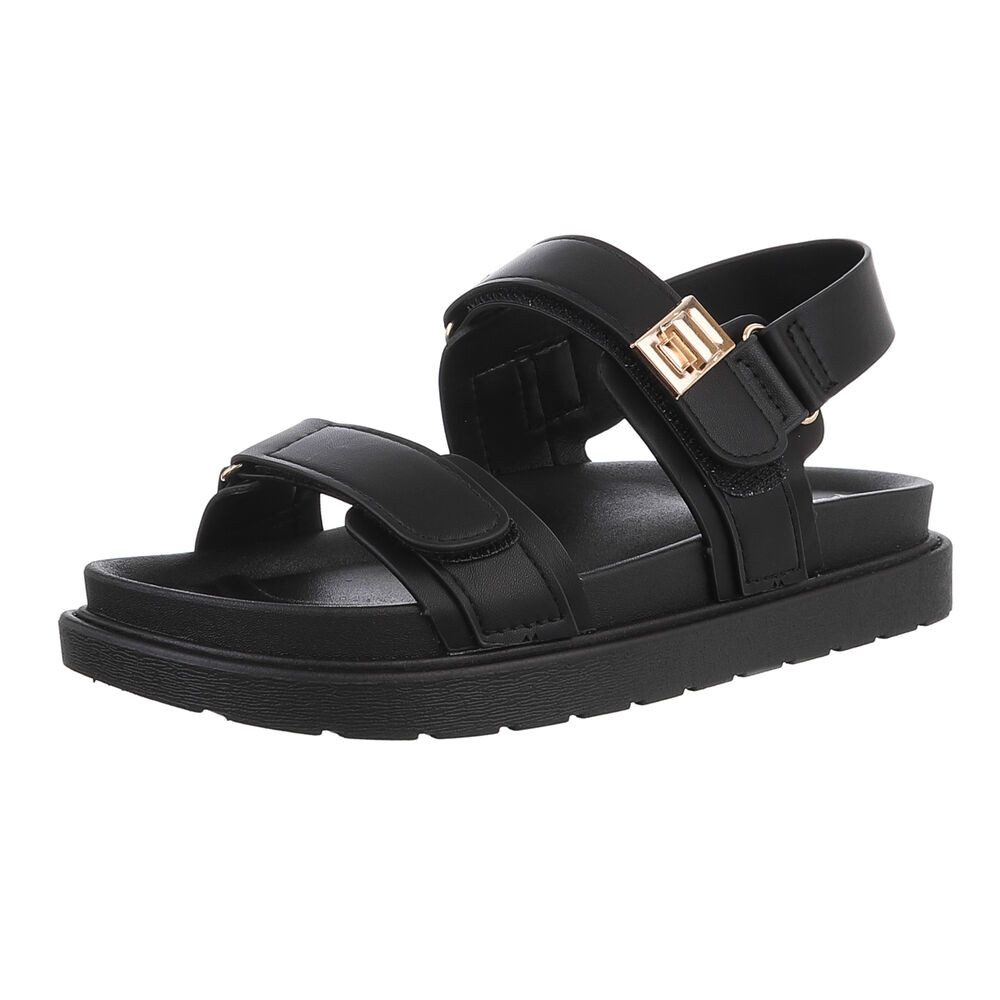 Ital-Design Bequeme Sandalen für den Sommer - Perfekte Alltagsschuhe Riemchensandalette (89322769) Flach Plateausandaletten in Schwarz