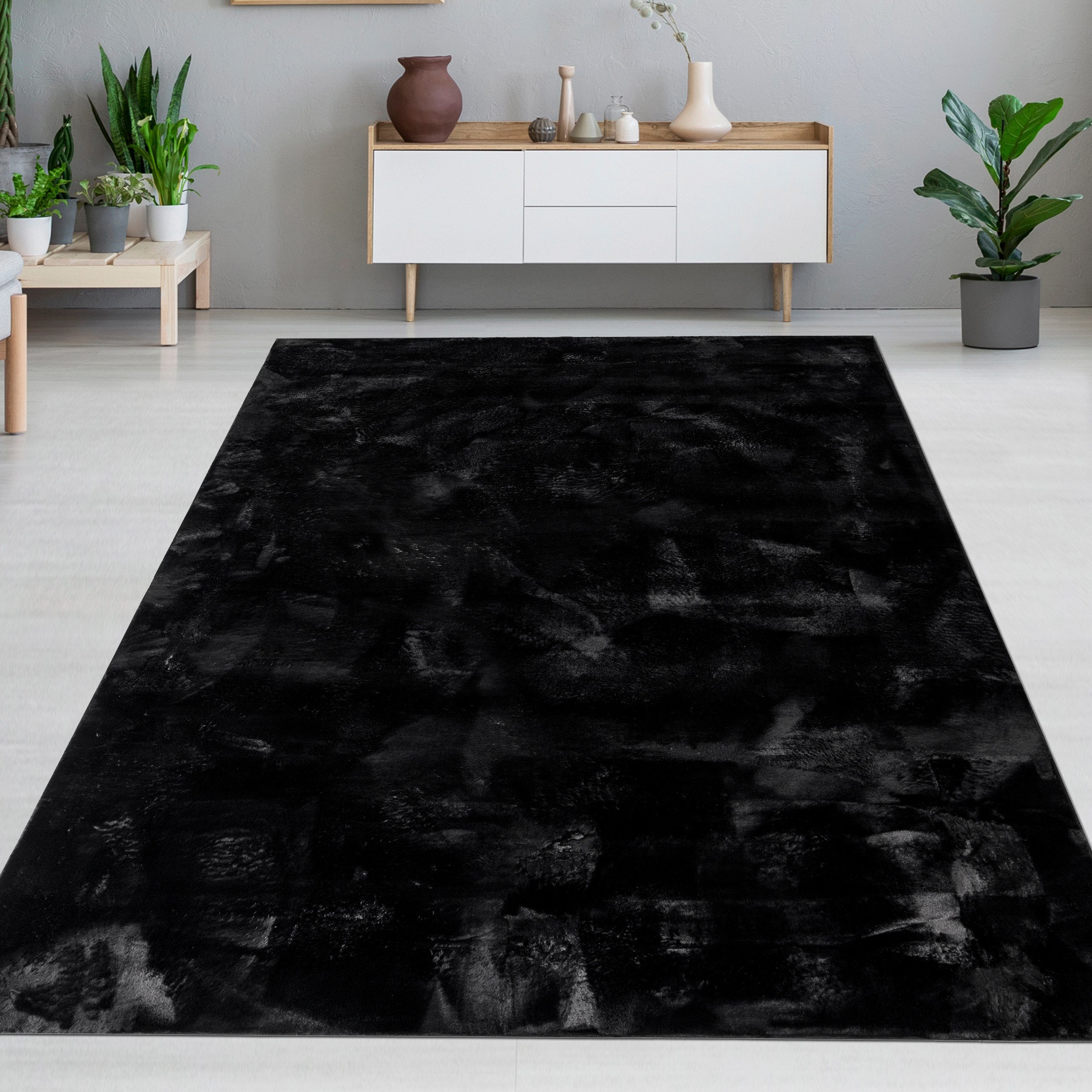 Carpetia Fellteppich Kunstfell Hasenfell-Optik, rechteckig, Höhe: 10 mm, seidig weich & flauschig mit dichter Kurzflorstruktur