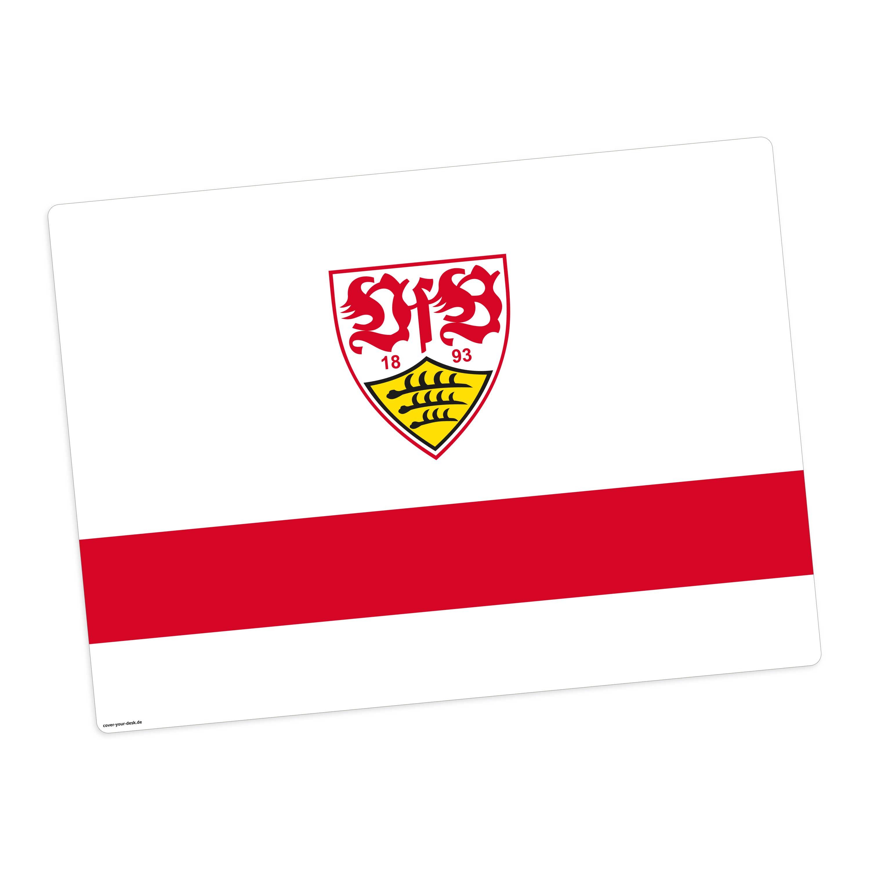 Tischsetmacher Platzset abwaschbar - „VfB Stuttgart - Brustring weiß" aus Premium Vinyl, (1-St., 44 x 32 cm - rutschfeste Tischdekoration), Made in Germany