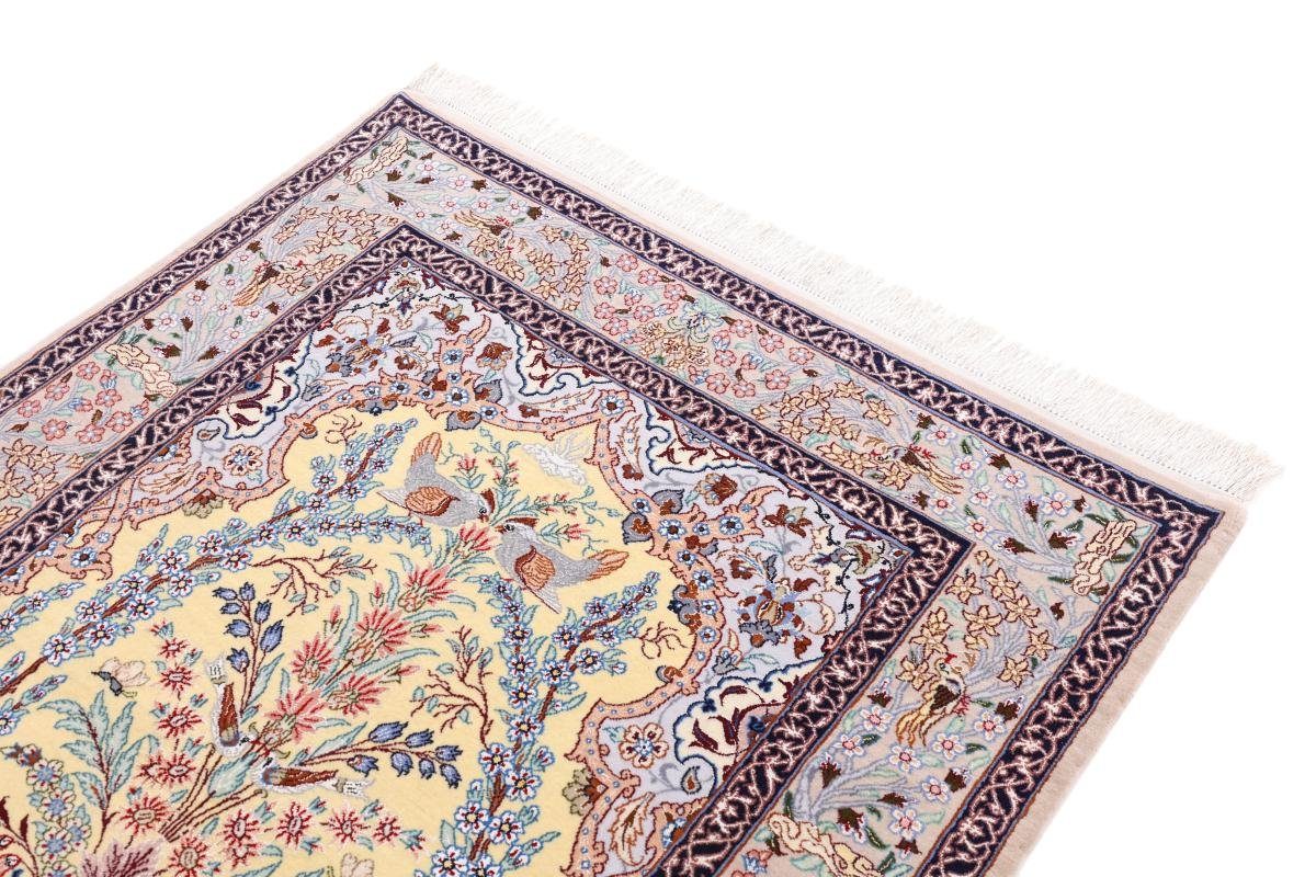 108x154 Isfahan Handgeknüpfter rechteckig, Höhe: Seidenkette Orientteppich, 8 mm Orientteppich Trading, Nain