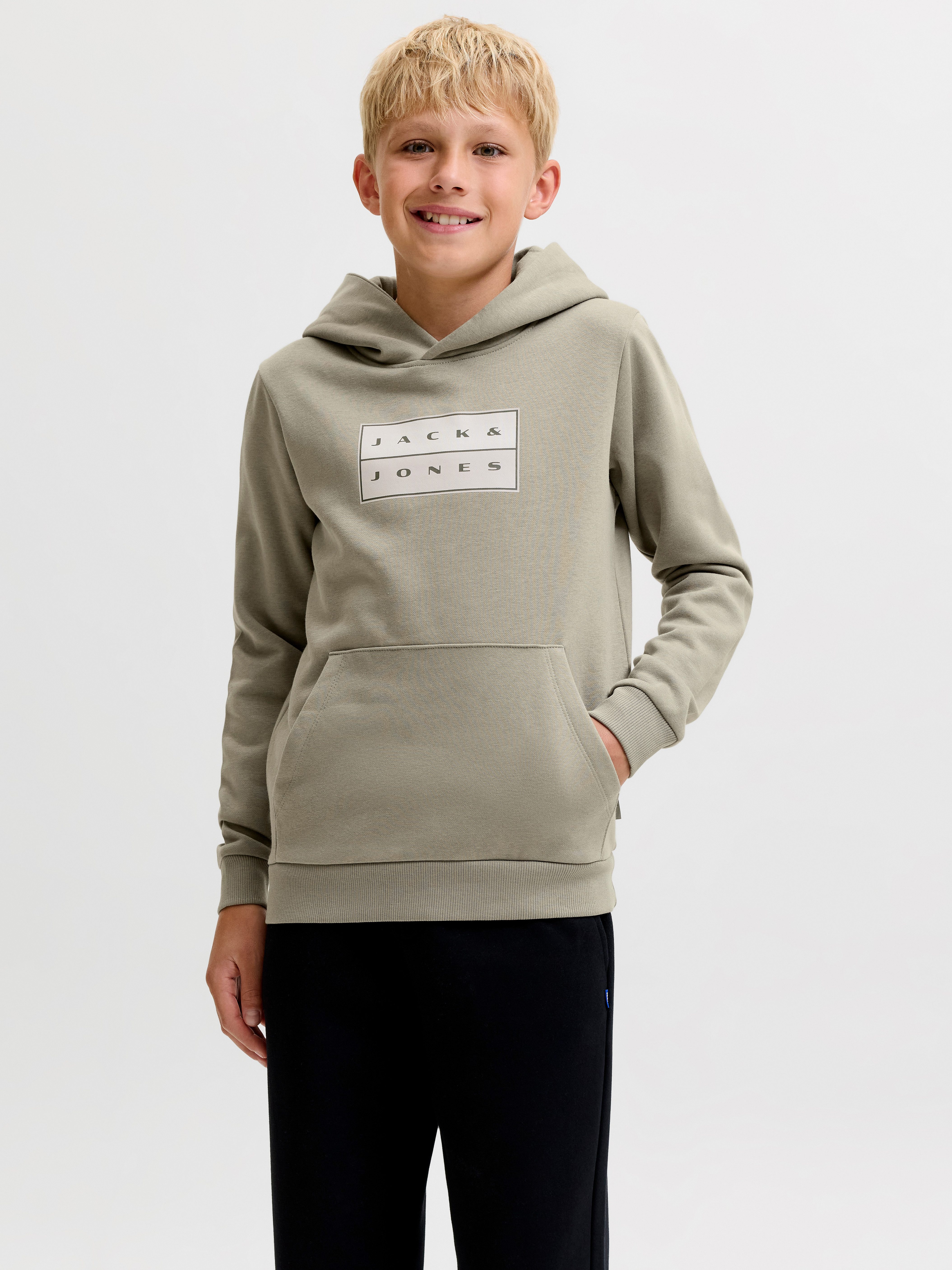 Jack & Jones Junior Kapuzensweatshirt JCOFUSION GRAPHIC SWEAT HOOD UNB SN JNR Baumwollmischung, normal geschnitten