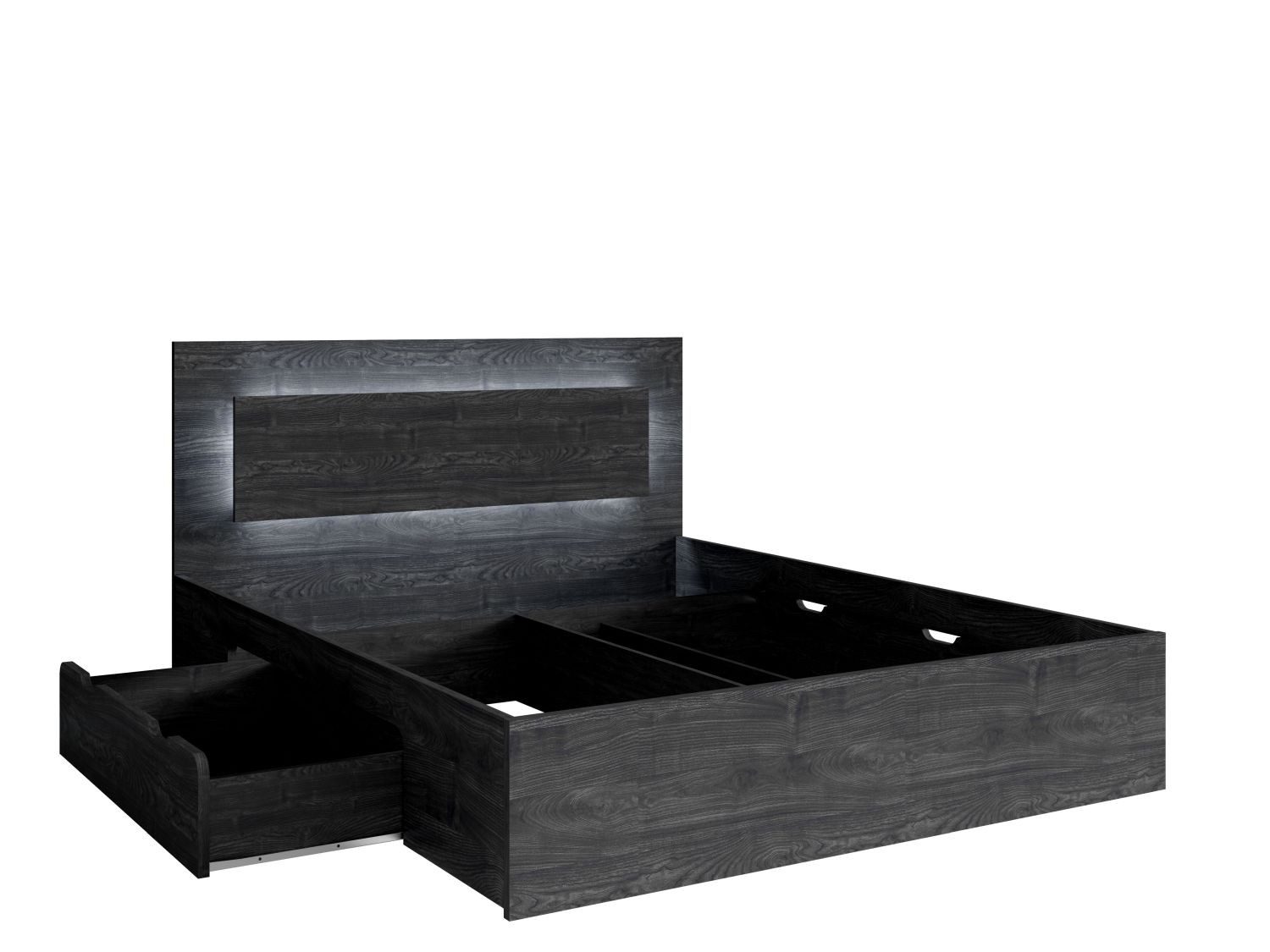 Lukas Möbel Komplettschlafzimmer Komplettschlafzimmer Togo in Anthrazit 5-teilig, Bett mit Bettkasten, Kleiderschrank mit Spiegeln, 5-teilig, Schwarz