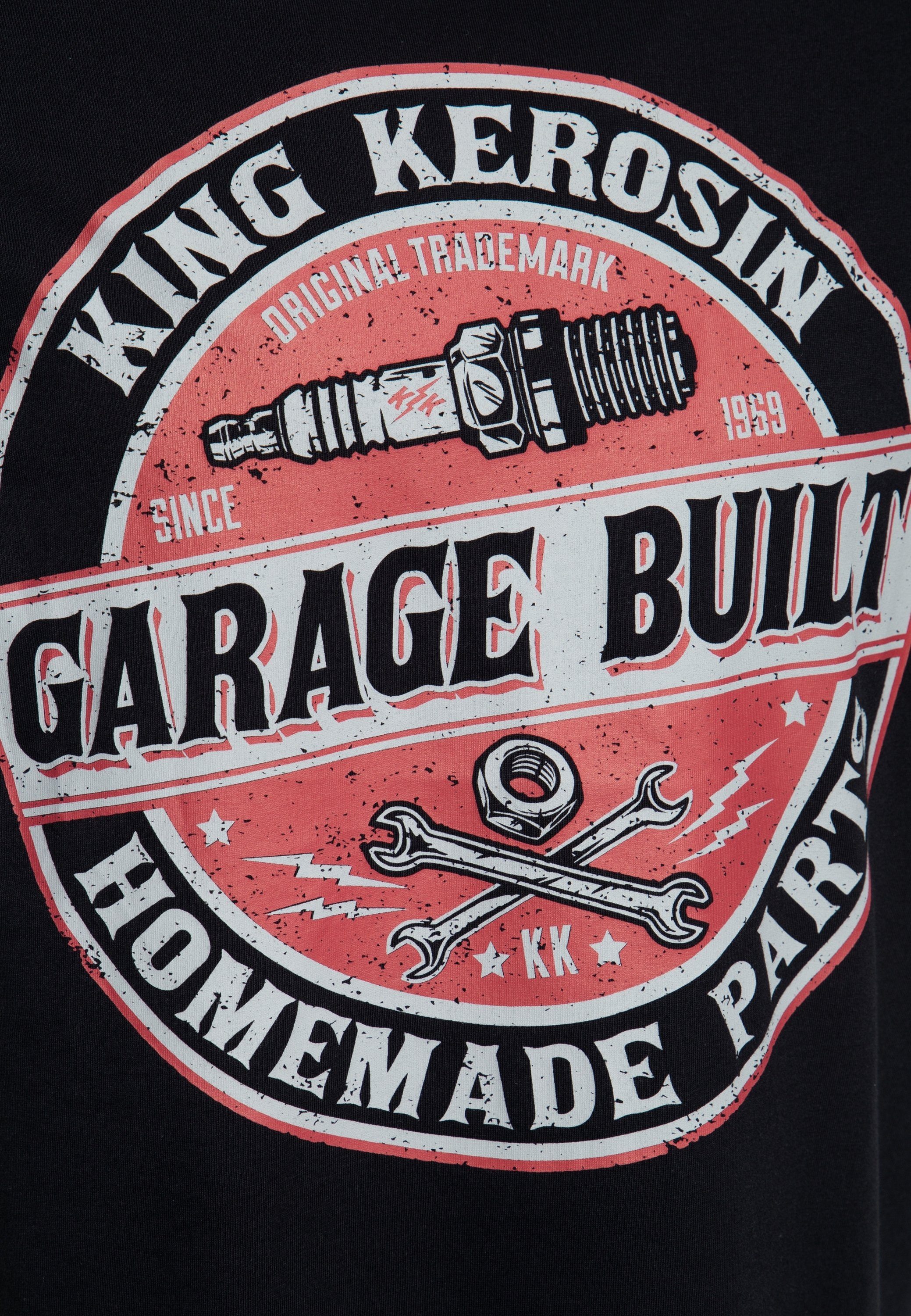 T-Shirt Workerstyle mit im KingKerosin Built Frontprint Garage