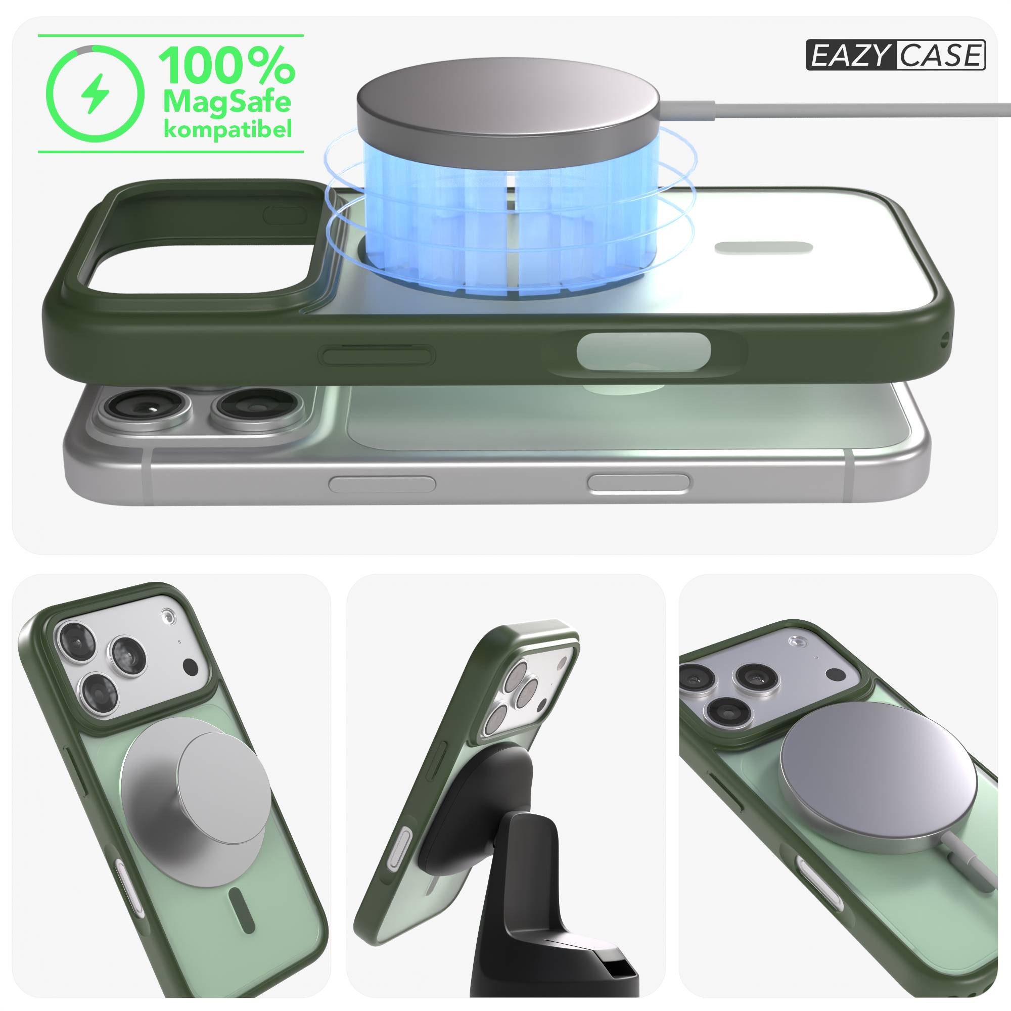 EAZY CASE Handyhülle Outdoor Case MagSafe für Apple iPhone 17 Pro 6,3 Zoll, Outdoor Handy Hülle Slim Cover MagSafe Etui Outdoorcase Dunkelgrün