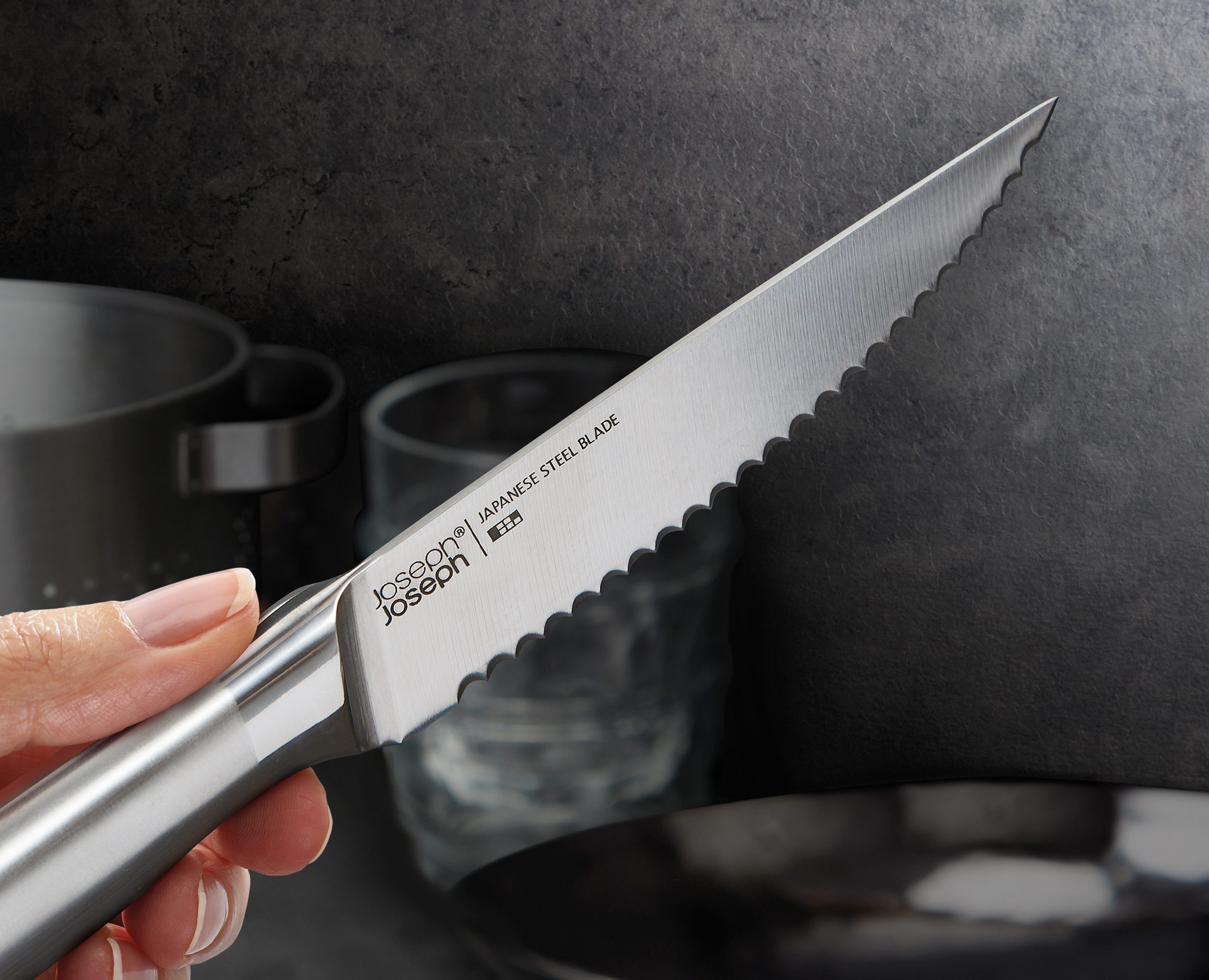 Joseph Joseph Messer-Set Elevate Steel Knives Bamboo Store (6-tlg), rutschfest, Bambus, Klingen aus japanischem Edelstahl – Bild 5 von 5