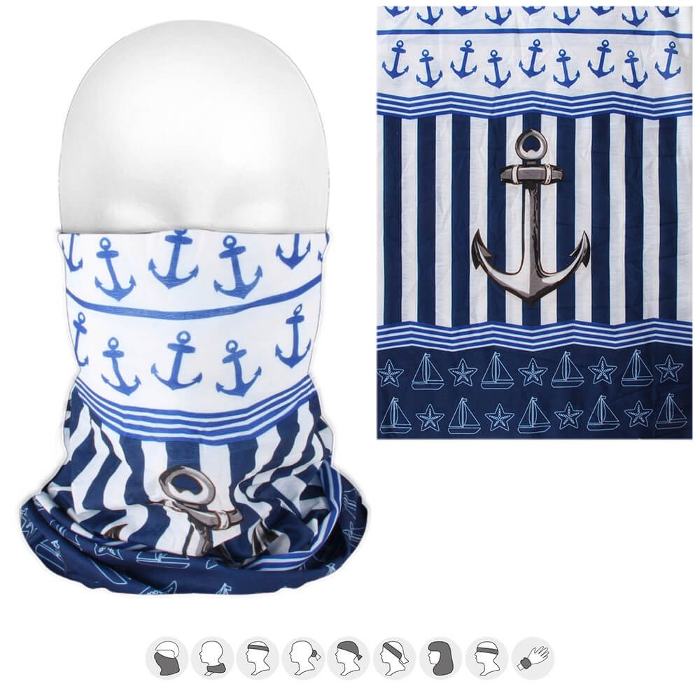 Goodman Design Loop Multifunktionstuch 9-in-1 Schlauchschal, Maritim Anker, Segelboot, Atmungsaktiv, UV- Schutz und schnelltrocknend