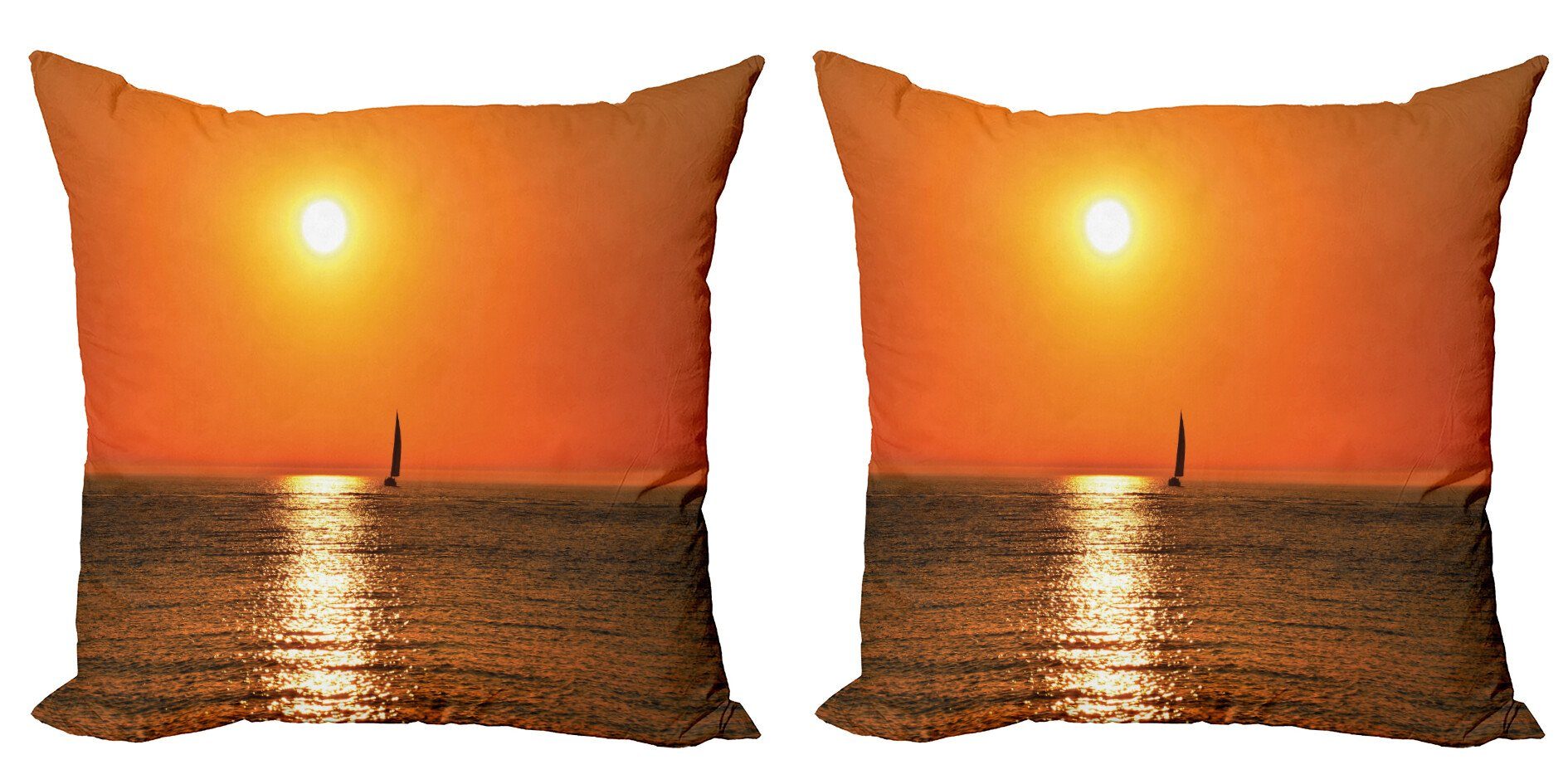 Kissenbezüge Modern Accent Doppelseitiger Sonnenaufgang Sea (2 Abakuhaus Nautisch Digitaldruck, Stück), Segelschiff