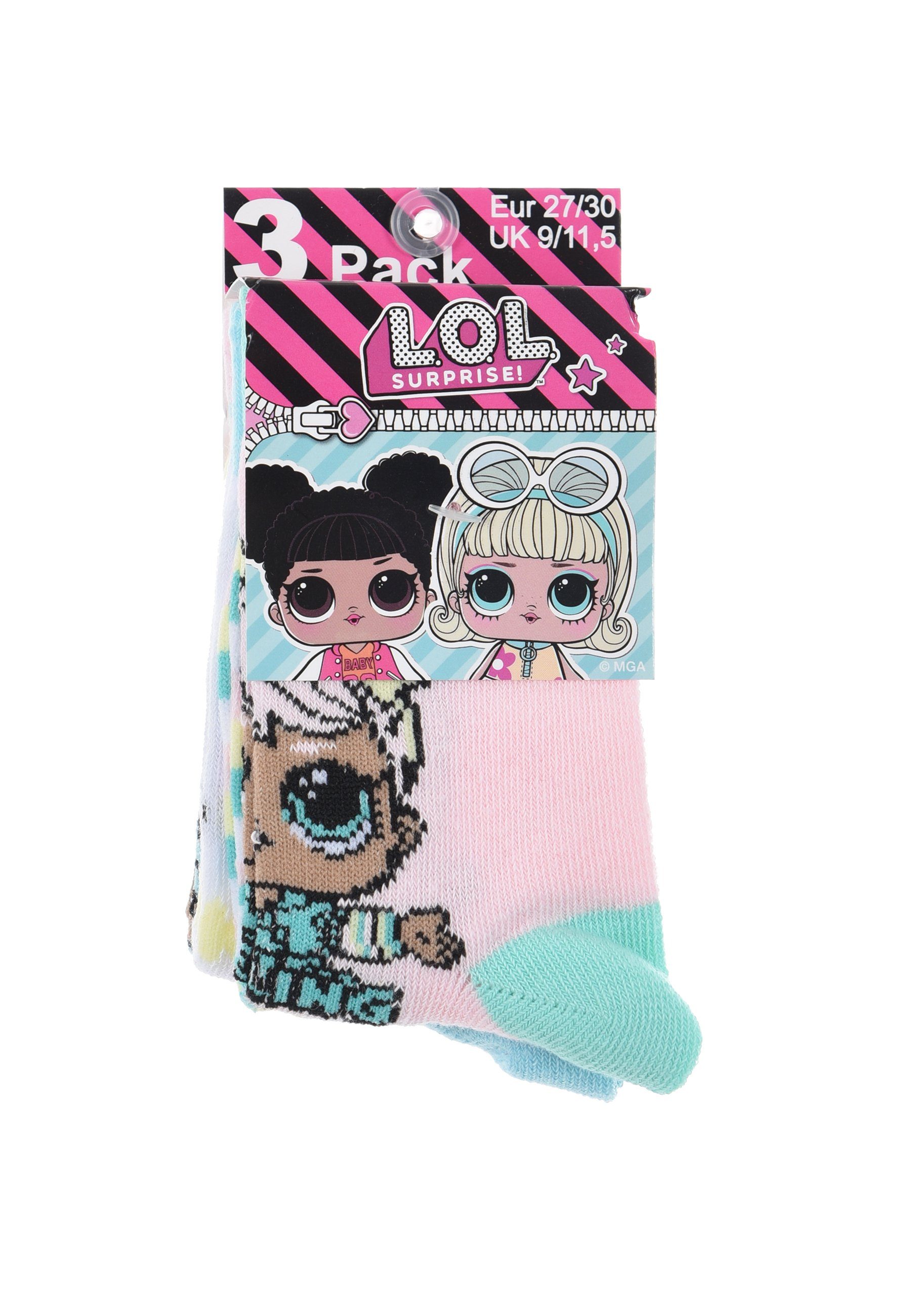 (3-Paar) Kinder Strümpfe Socken Mädchen SURPRISE! Socken L.O.L.