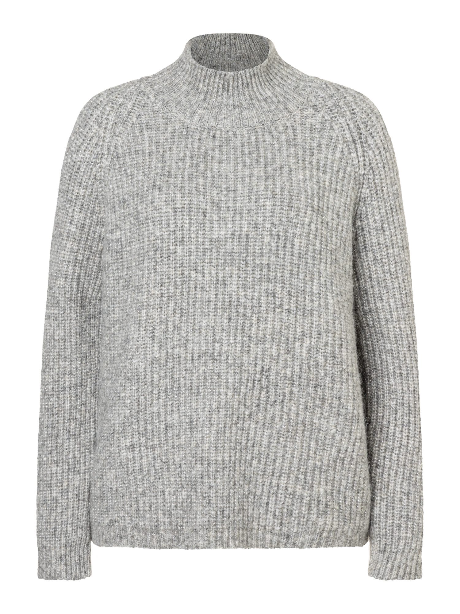 Rundhalspullover schimmernder Rippstrickpullover