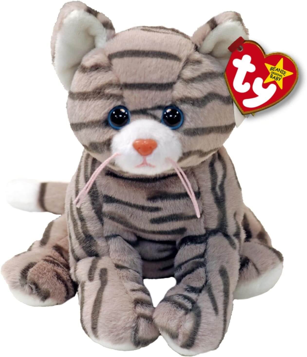 Ty® Plüschfigur Ty 41316 - Katze Silver II Tabby Cat - Beanie Babies Plüschtier 15 cm