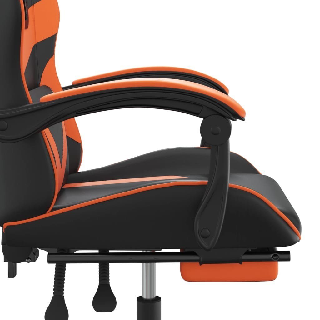 | und vidaXL Gaming-Stuhl Schwarz Kunstleder (1 & St) Orange und mit Gaming-Stuhl Schwarz Drehbar Orange Orange Fußstütze Schwarz