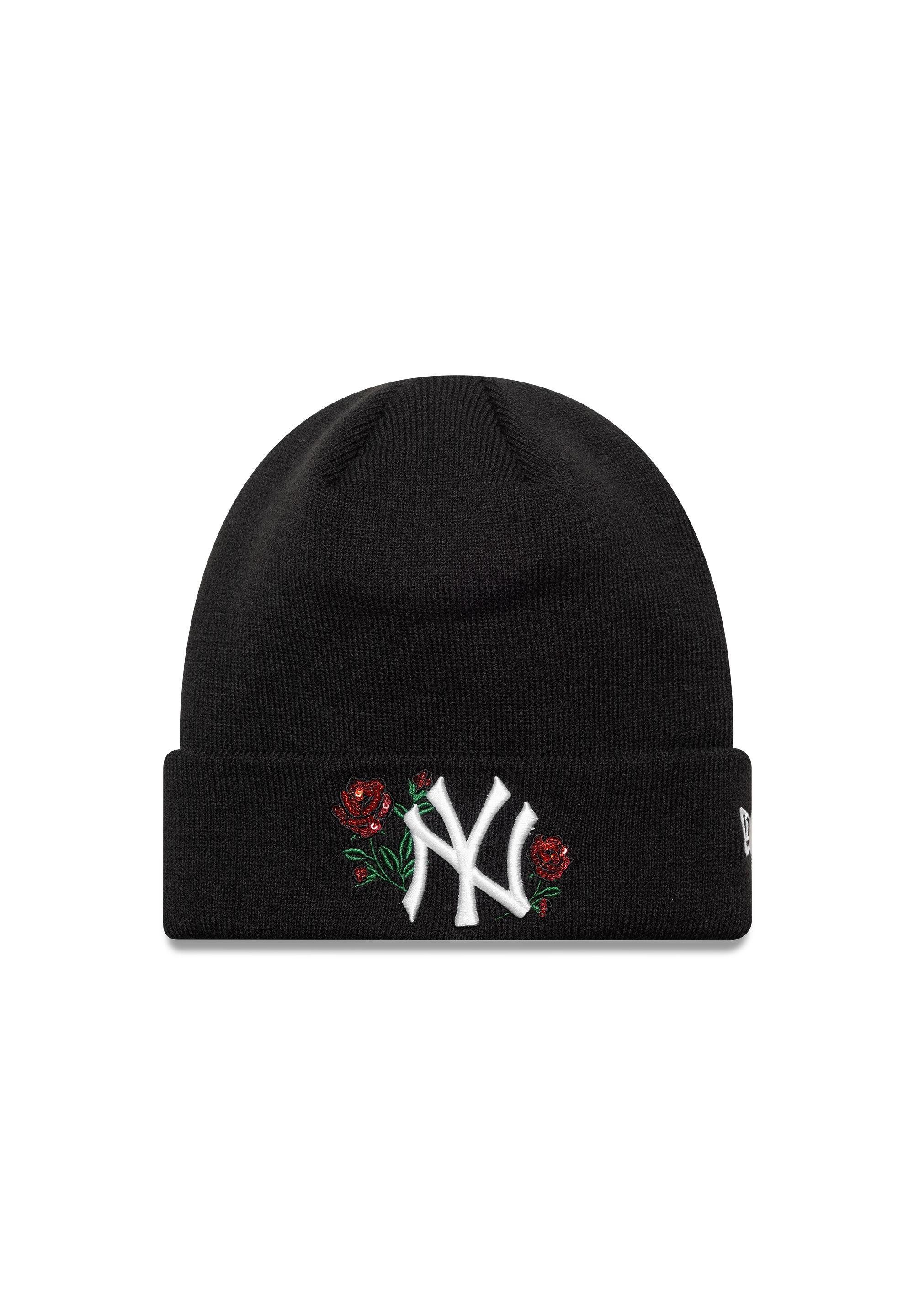 Bommelmütze New Era Women Sequin Rose Beanie schwarz