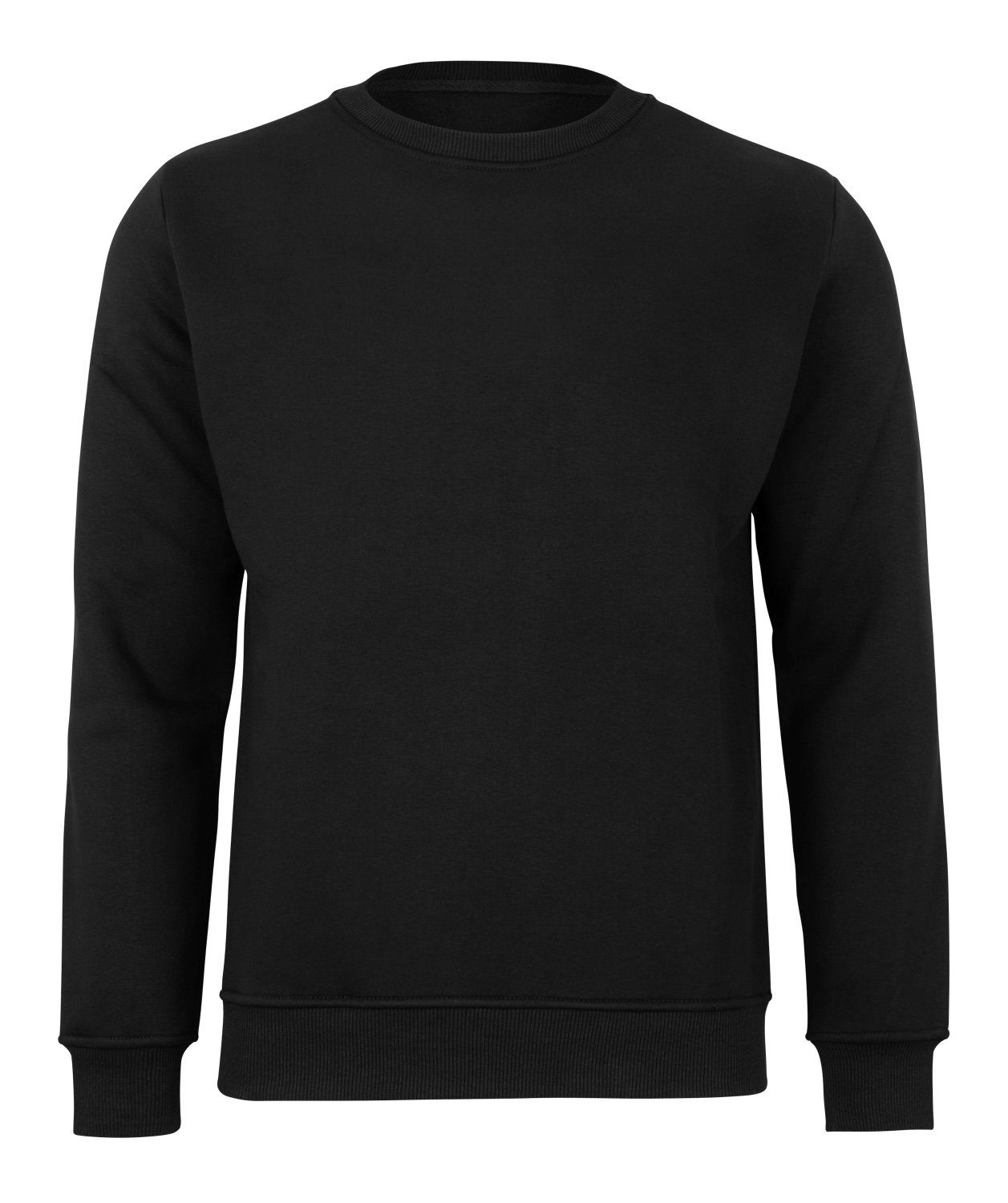 Stark Soul® Sweatshirt French-Terry-Rundhals-Sweatshirt, Innen angerauht mit weichem, gerauhtem Fleece Schwarz