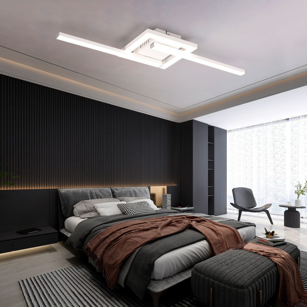 Reality Leuchten LED Deckenleuchte, LED-Leuchtmittel fest verbaut, Neutralweiß, Deckenleuchte Wohnzimmerleuchte LED Metall weiß-matt