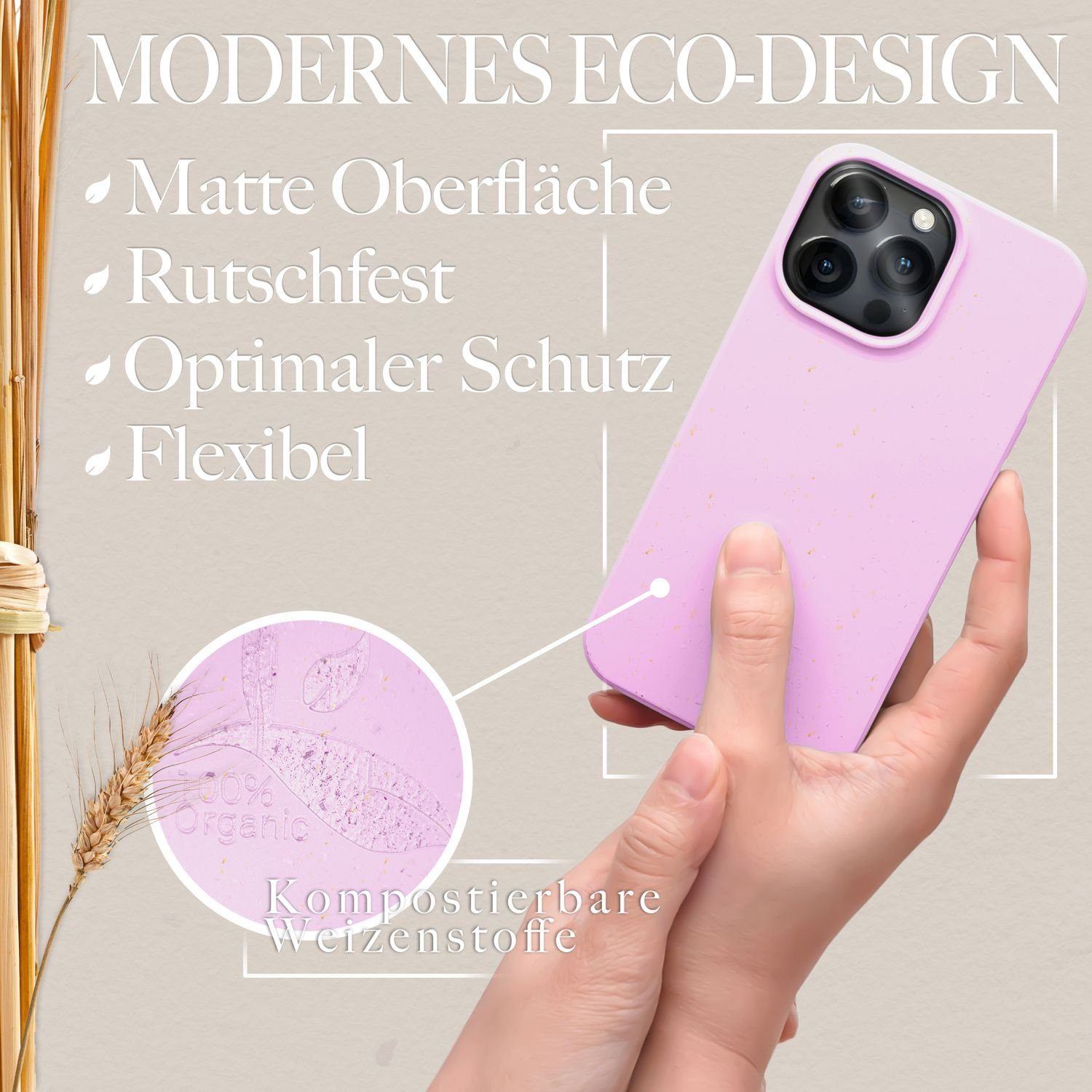 Nalia Smartphone-Hülle Apple iPhone 14 Pro 15,5 cm (6,1 Zoll), Nachhaltige Bio Hülle / MagSafe Funktion / Ökologisch / ohne Plastik