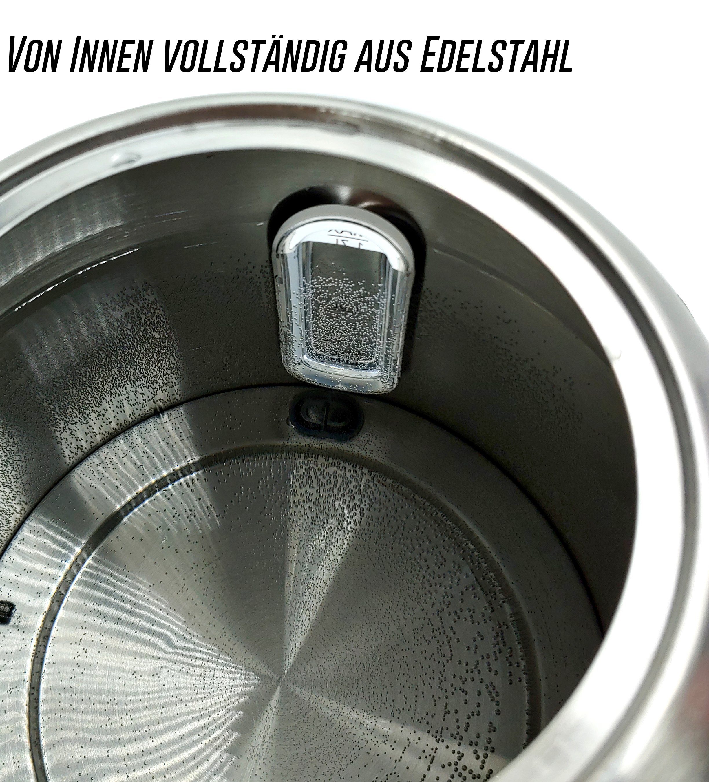 2200W, Wasserkocher Germany Edelstahlgehäuse, W, l Wasserkocher Edelstahl 1,7 Temperatureinstellung, LED 2200 LMG & Schnellkochfunktion Temperatureinstellung, Glas