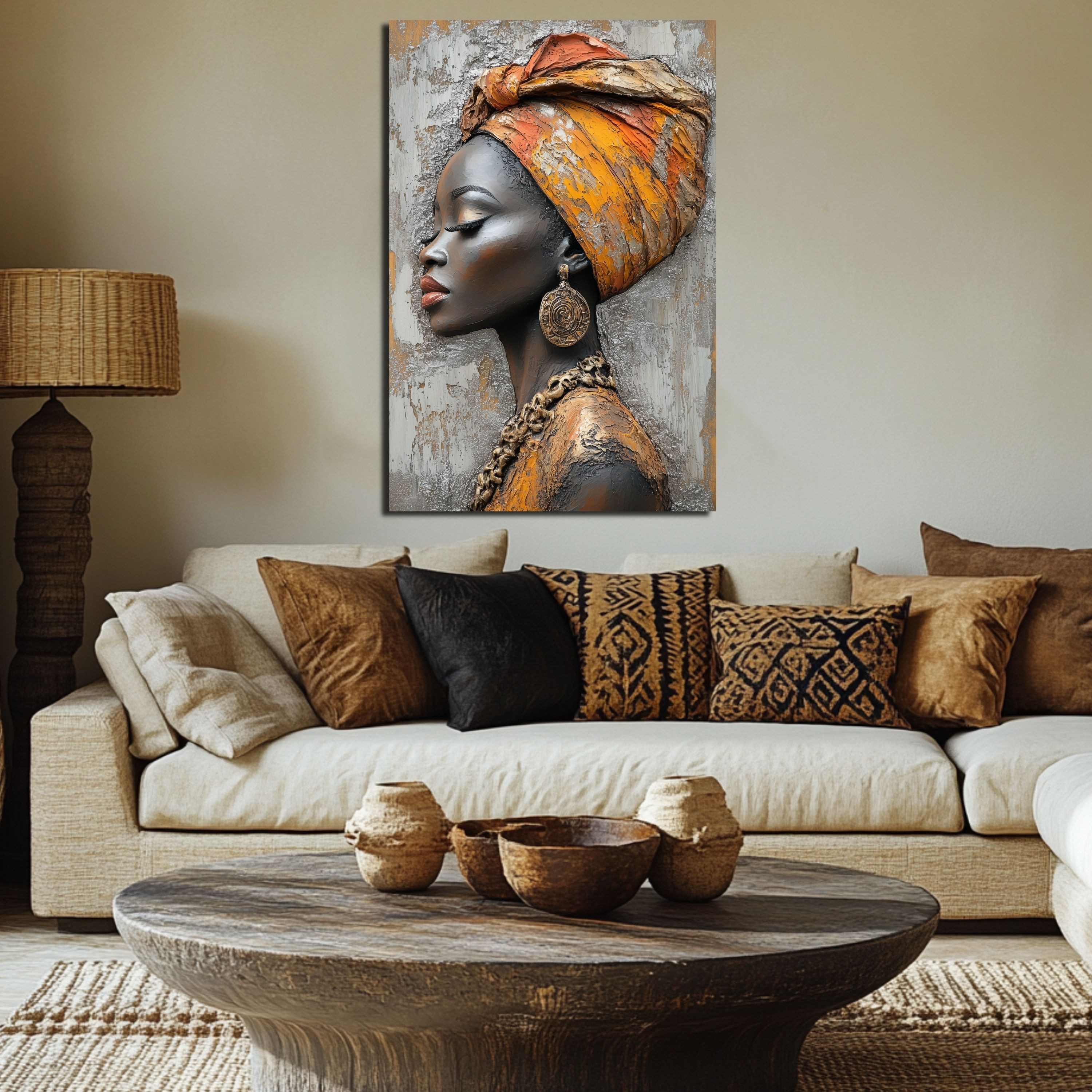 DARO Design Leinwandbild Modern Abstrakt Wandbilder XXL Wandbild Wand Deko Leinwand Bilder, (afrikanische Frau - Bild groß Wohnzimmer Schlafzimmer Küche Esszimm – Bild 4 von 5
