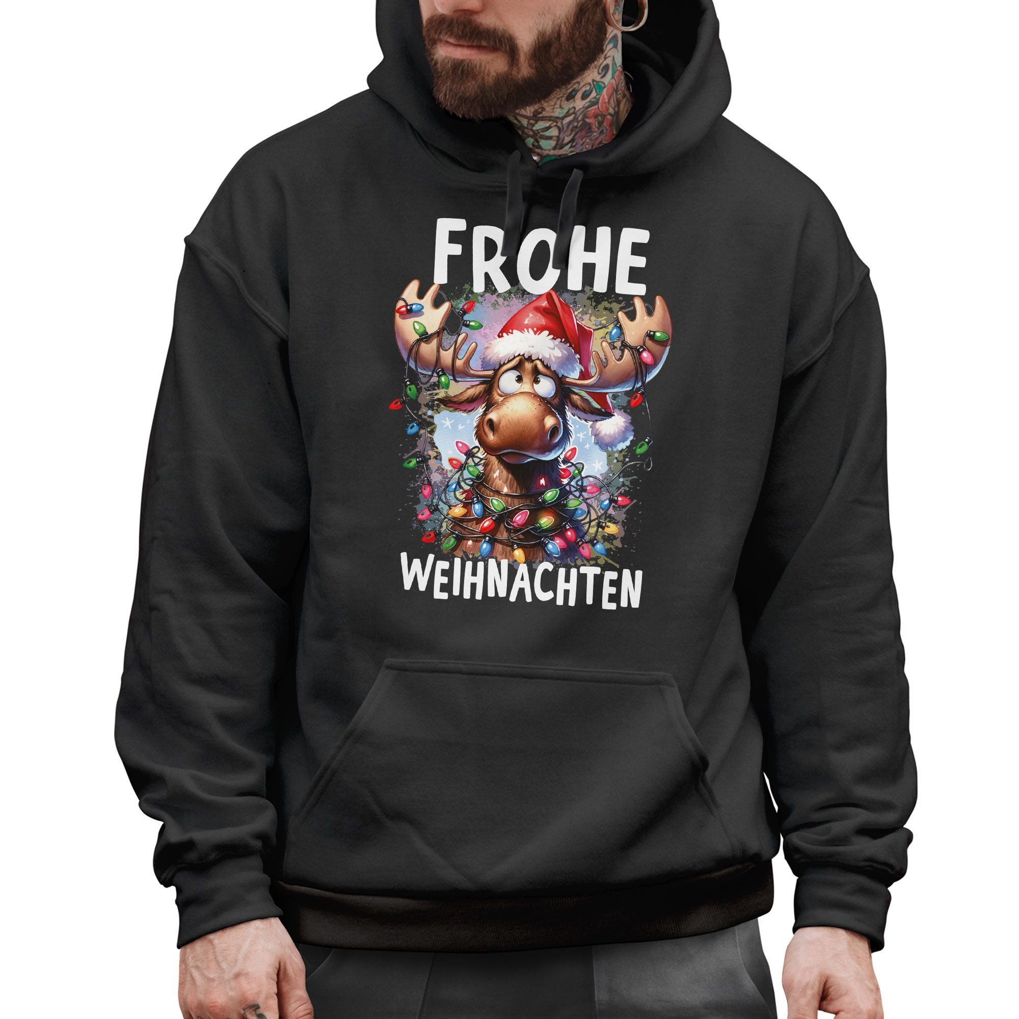 MoonWorks Hoodie Hoodie Herren Frohe Weihnachten Elch Aufdruck Kapuzen-Pull günstig online kaufen