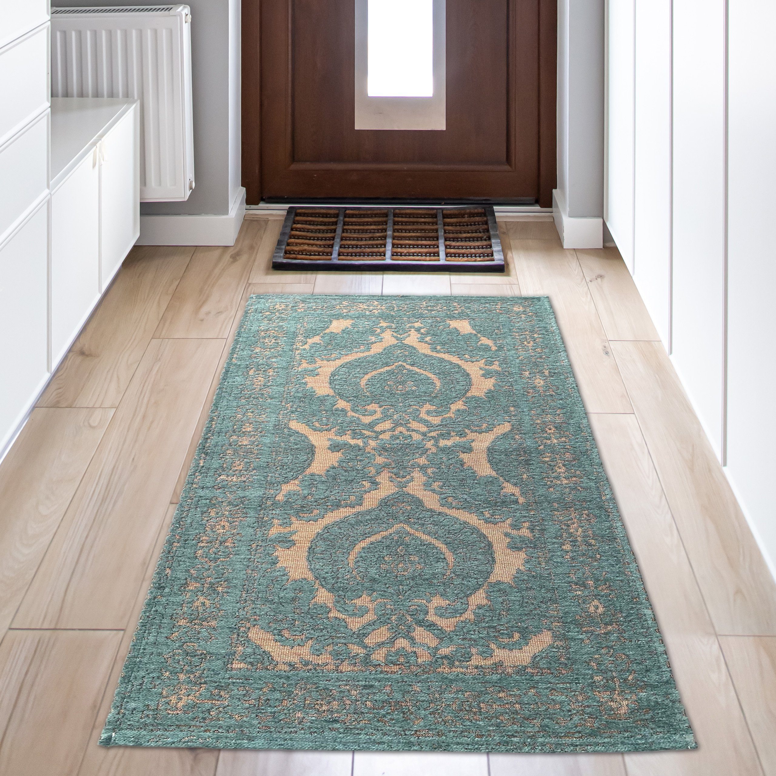 Teppich Marokkanischer Teppich Ornamenten - petrol gold, Teppich-Traum, rechteckig, Höhe: 9 mm