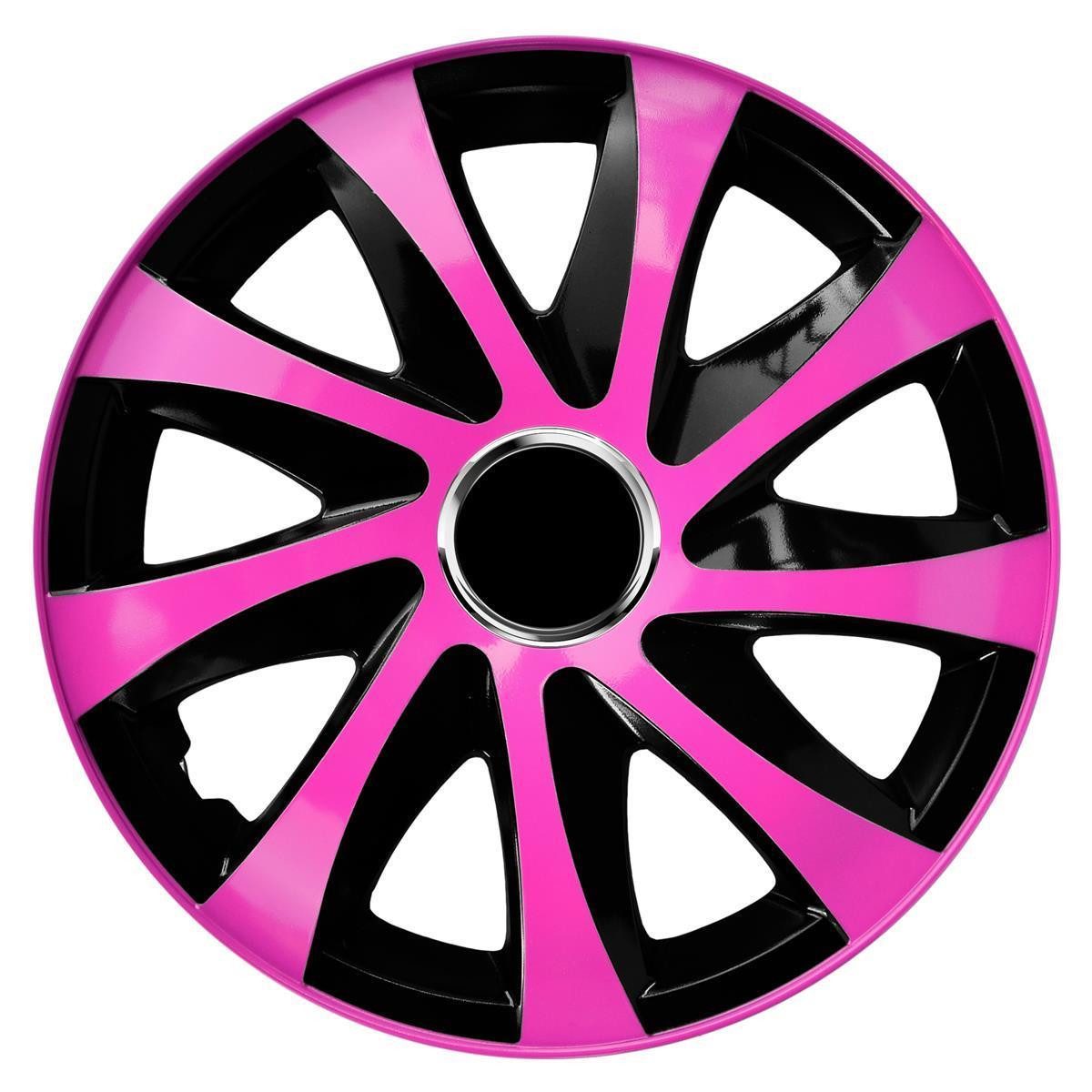 NRM Radkappe DRIFT Extra 16 Zoll in Pink/Schwarz, 16 in Zoll, (4-St) Radzierblenden für Stahlfelgen Zweifarbige Radkappen Satz 4er Set 16"