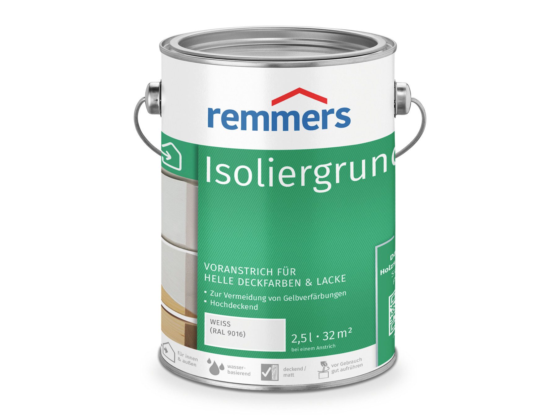 Remmers Isoliergrundierung Isoliergrund weiß (RAL 9016) 2,5 Liter, verhindert Gelbverfärbungen, hochdeckend, atmungsaktiv
