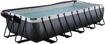 EXIT Framepool Black Leather Pool 540x250x100cm, mit Sandfilterpumpe und Abdeckung - schwarz