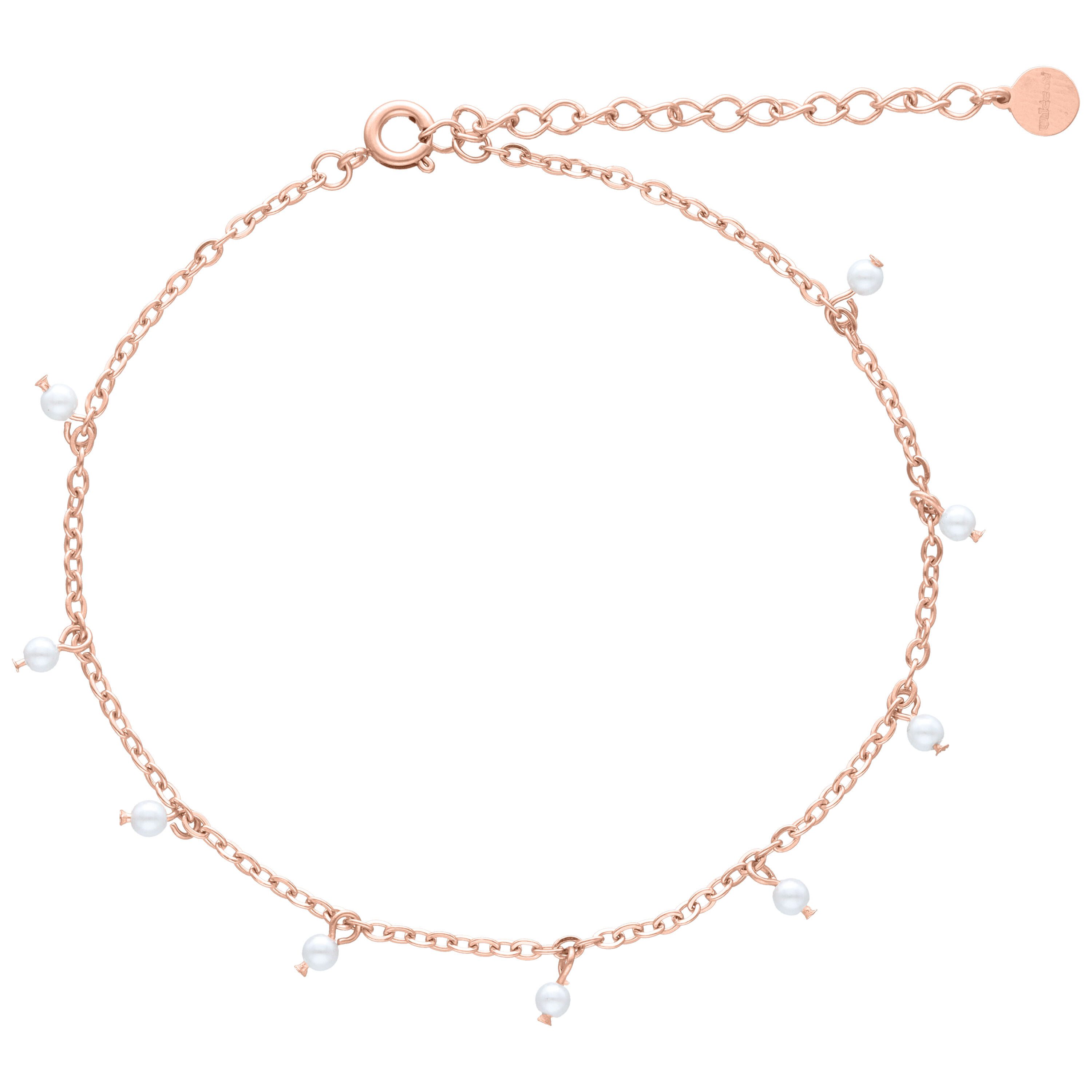 Wildcat Fußkette Little Synthetic Pearl Fußkettchen - Roségold, Chirurgenstahl 316L - wasserfest, langlebig, hautverträglich