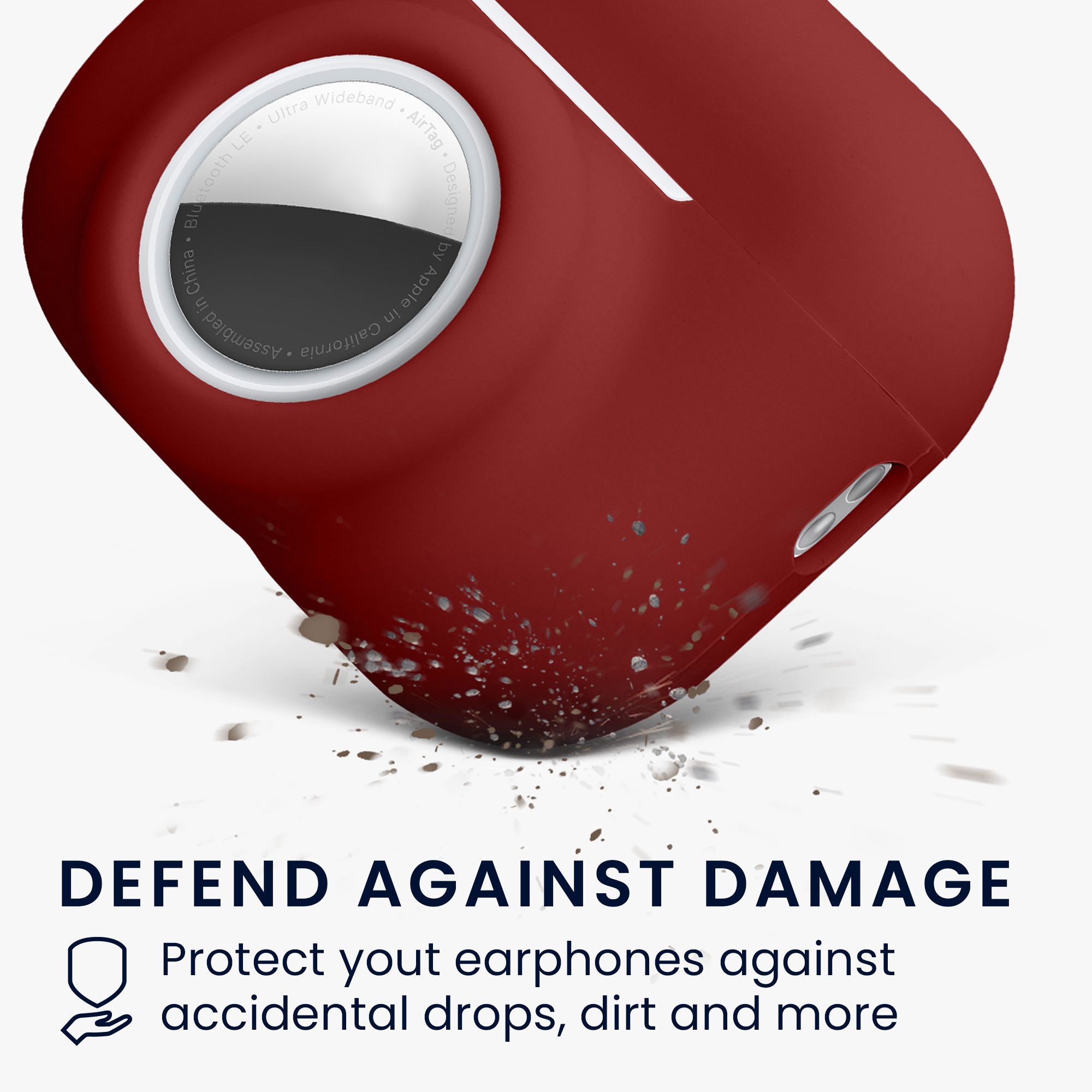 kwmobile Kopfhörer-Schutzhülle 2-in1 Hülle für Apple Airpods Pro 3 und AirTag, Weiches Silikon Cover - Schutzhülle mit Karabiner - Kopfhörer Case