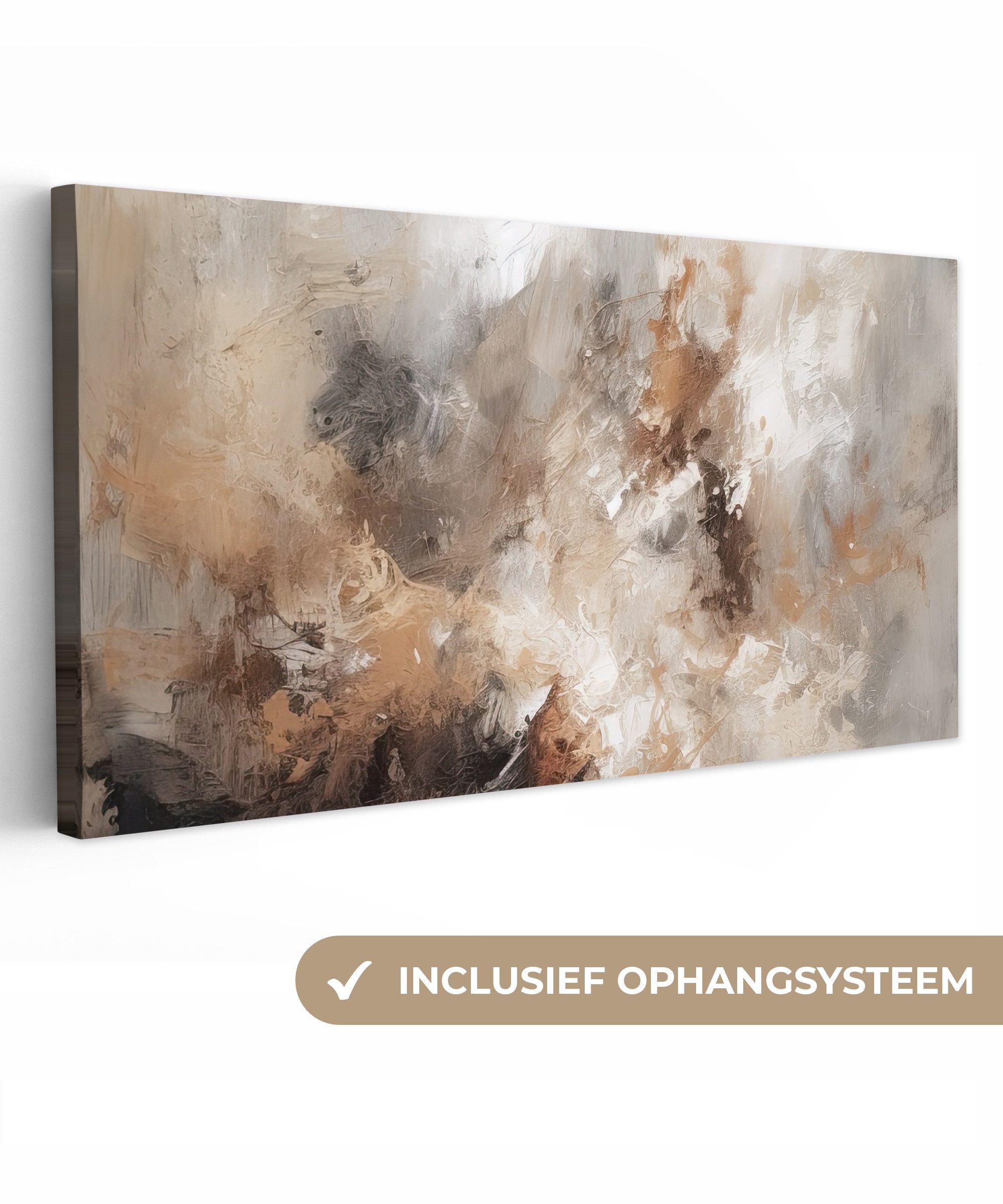 OneMillionCanvasses® Leinwandbild Panorama Farbe - Abstrakt - Beige - Kunst, Fotodruck (1 St), Wandbild, Deko Schlafzimmer Wohnzimmer Flur 40x20 cm