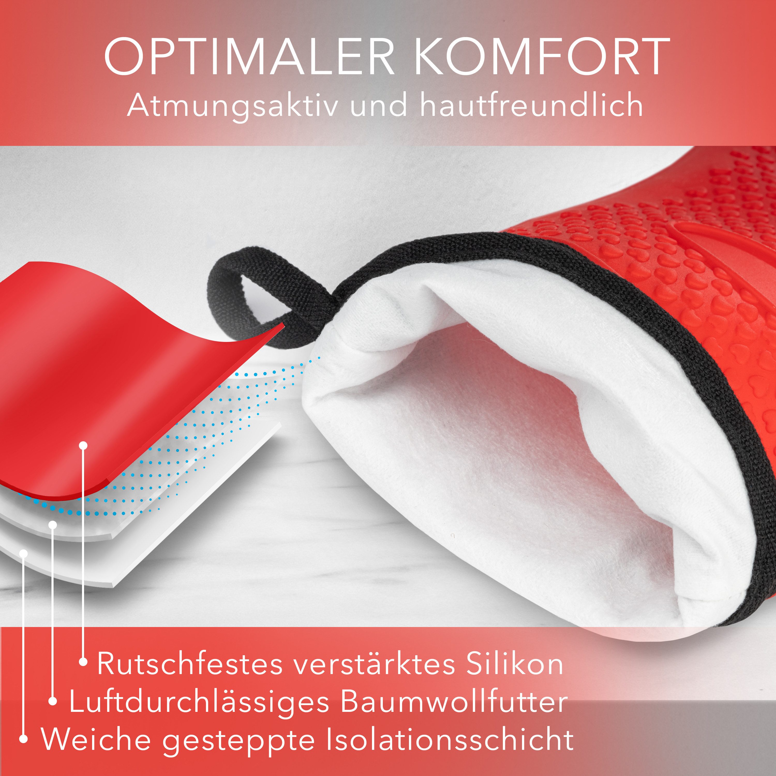 AVANA Topfhandschuhe Silikon Ofenhandschuhe Hitzebeständige Kochhandschuhe Handschuhe, Anti-Rutsch, weiches Baumwoll-Innenfutter, bis 250°C – Bild 4 von 5