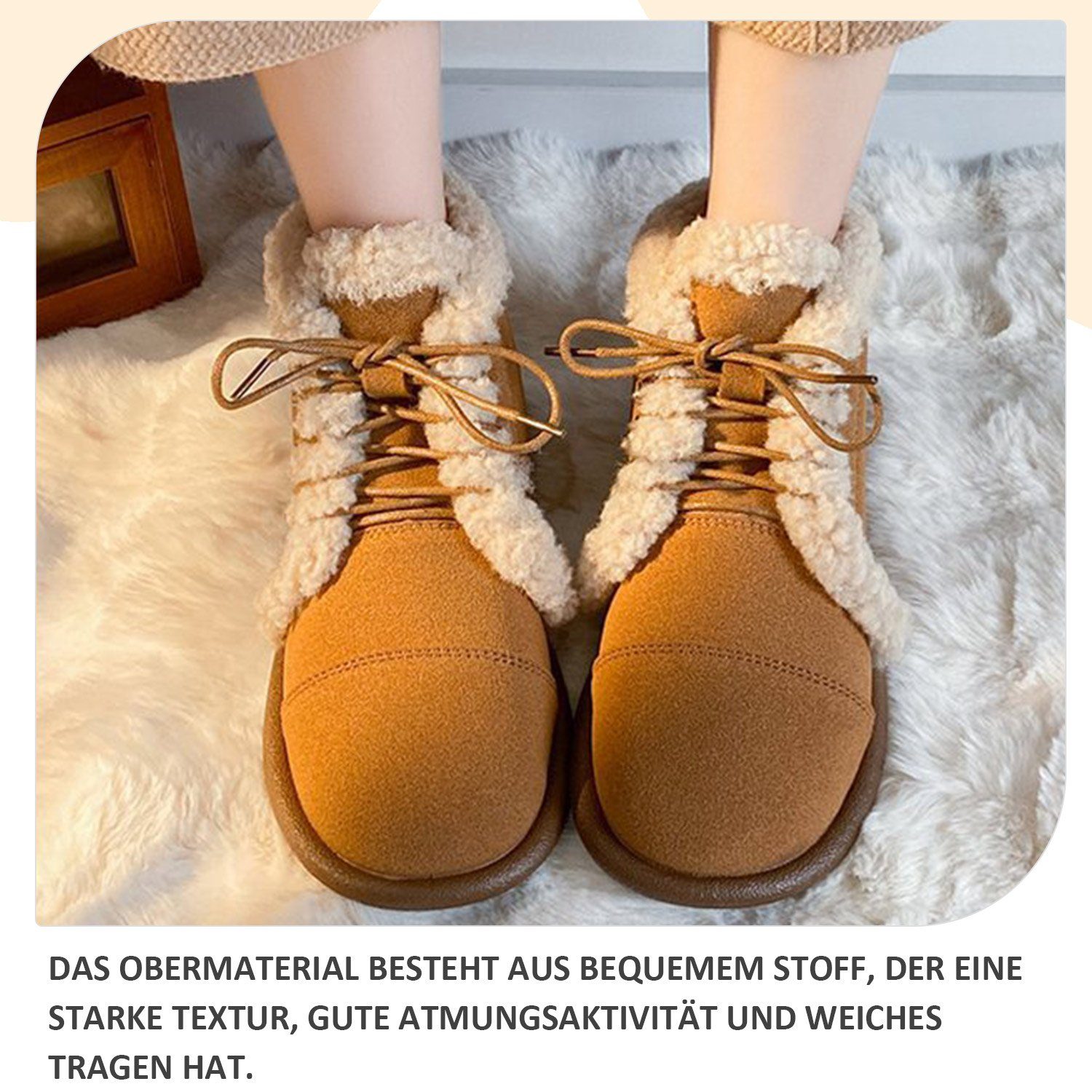 Gefüttert Braun Damen Winter Daisred Plus Warme Winterstiefel Schneestiefel