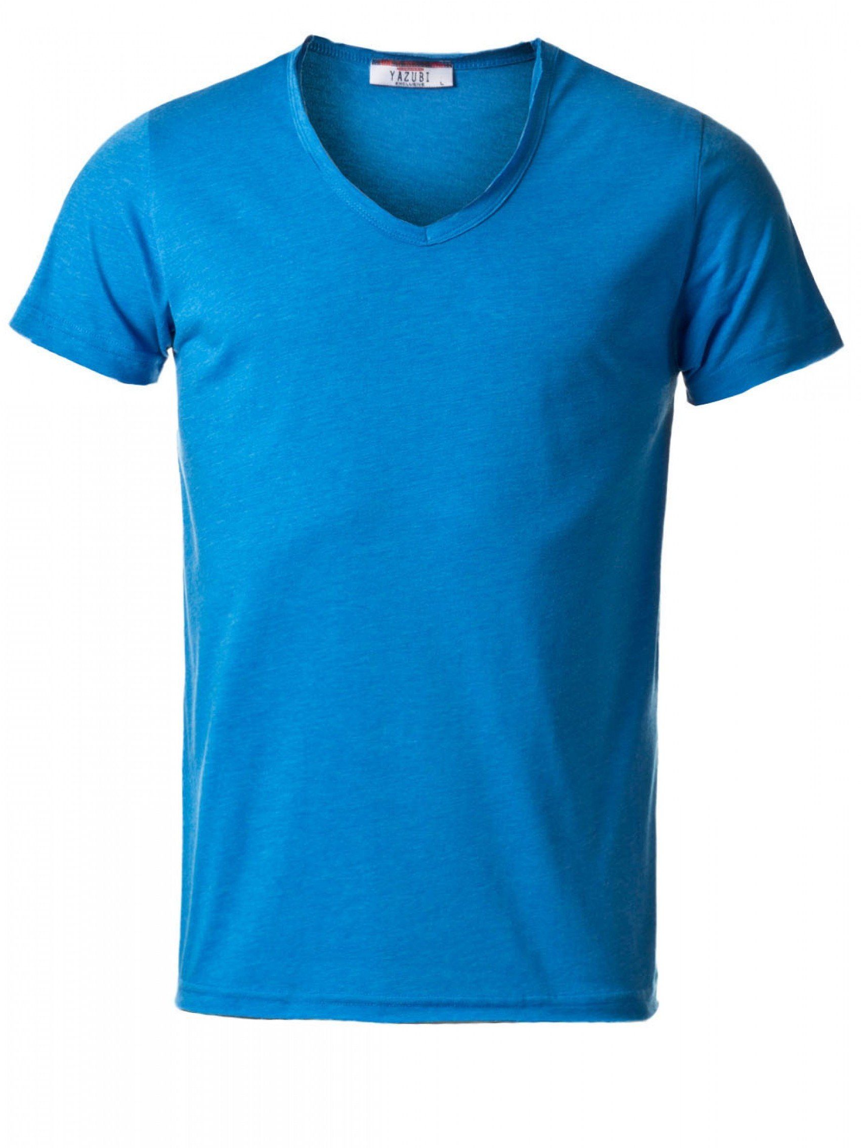 Yazubi T-Shirt Noah V-Neck Shirt bequemes T-shirt mit V-Ausschnitt Blau Blue