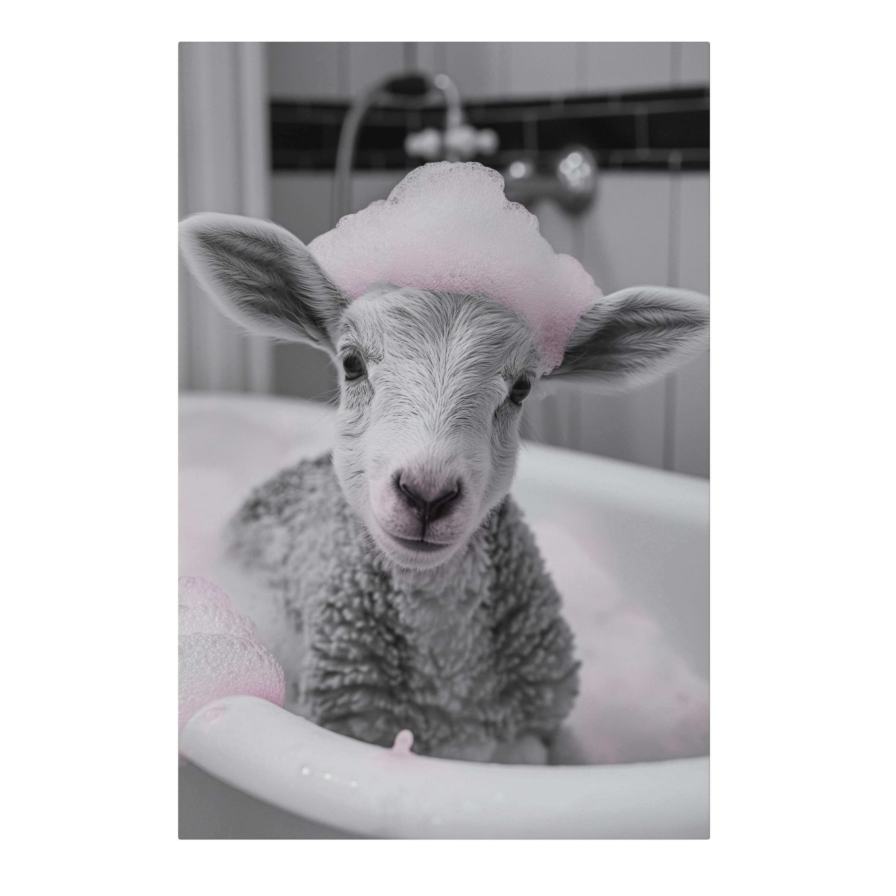 SPACEREBELS Leinwandbild PINK CLOUD BATH TIME, Tiere (1 St), 3 cm Keilrahmen, Baumwollleinwand