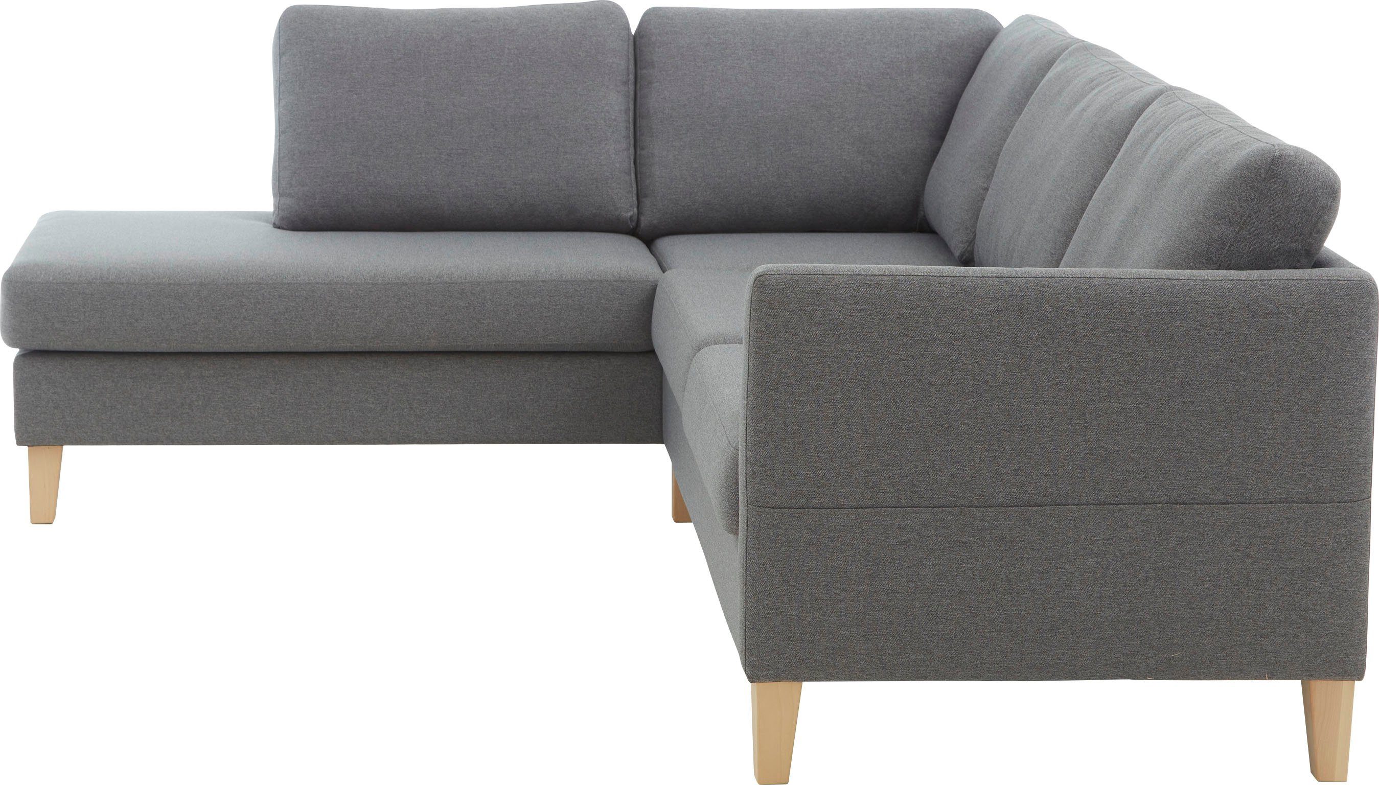 ATLANTIC home collection Ecksofa Mailo L-Form, mit Seitentaschen und Ottomane, mit Massivholzfüßen