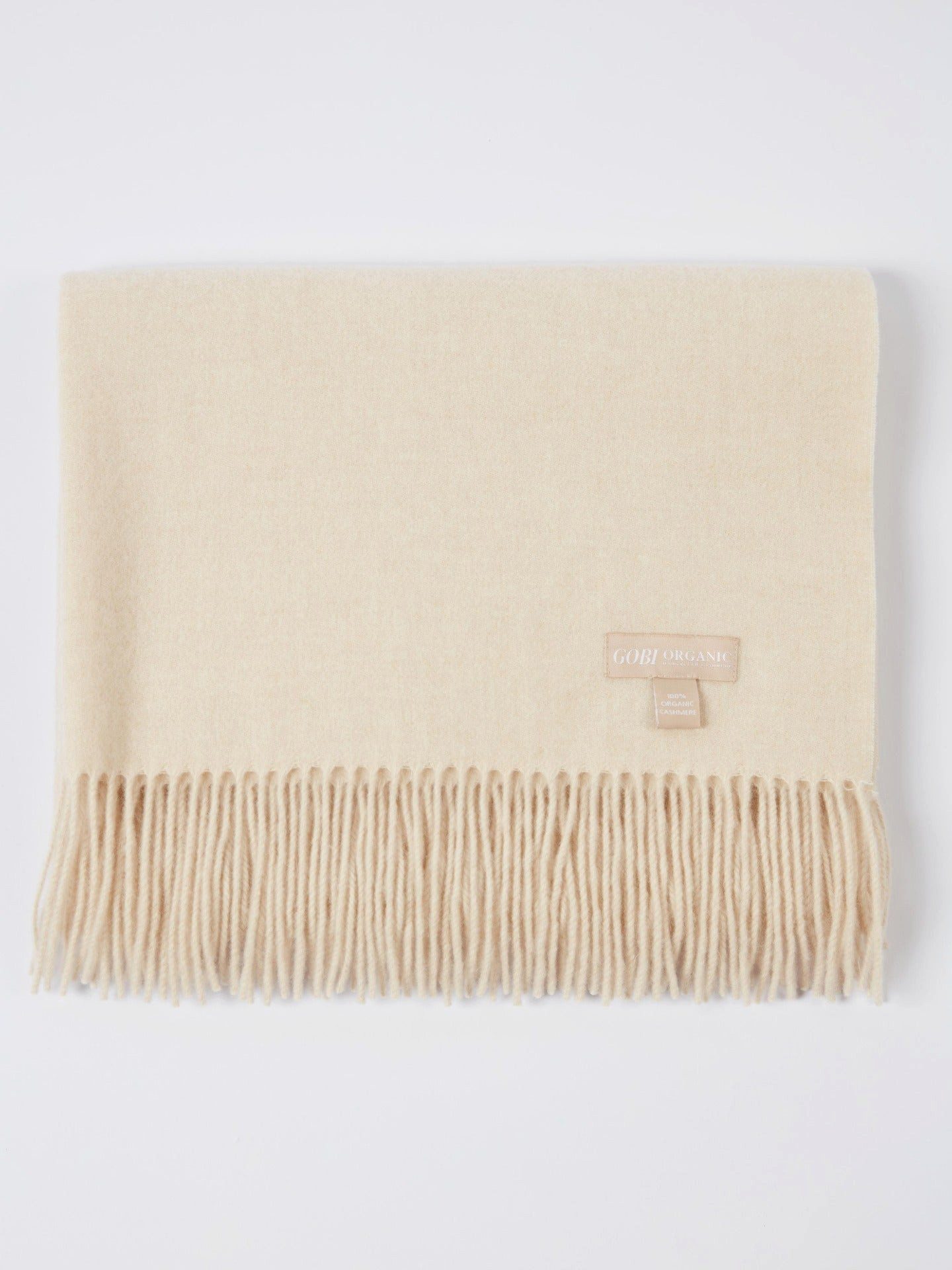 GOBI Cashmere Strickschal Naturfarbe Weiter Fransenschal