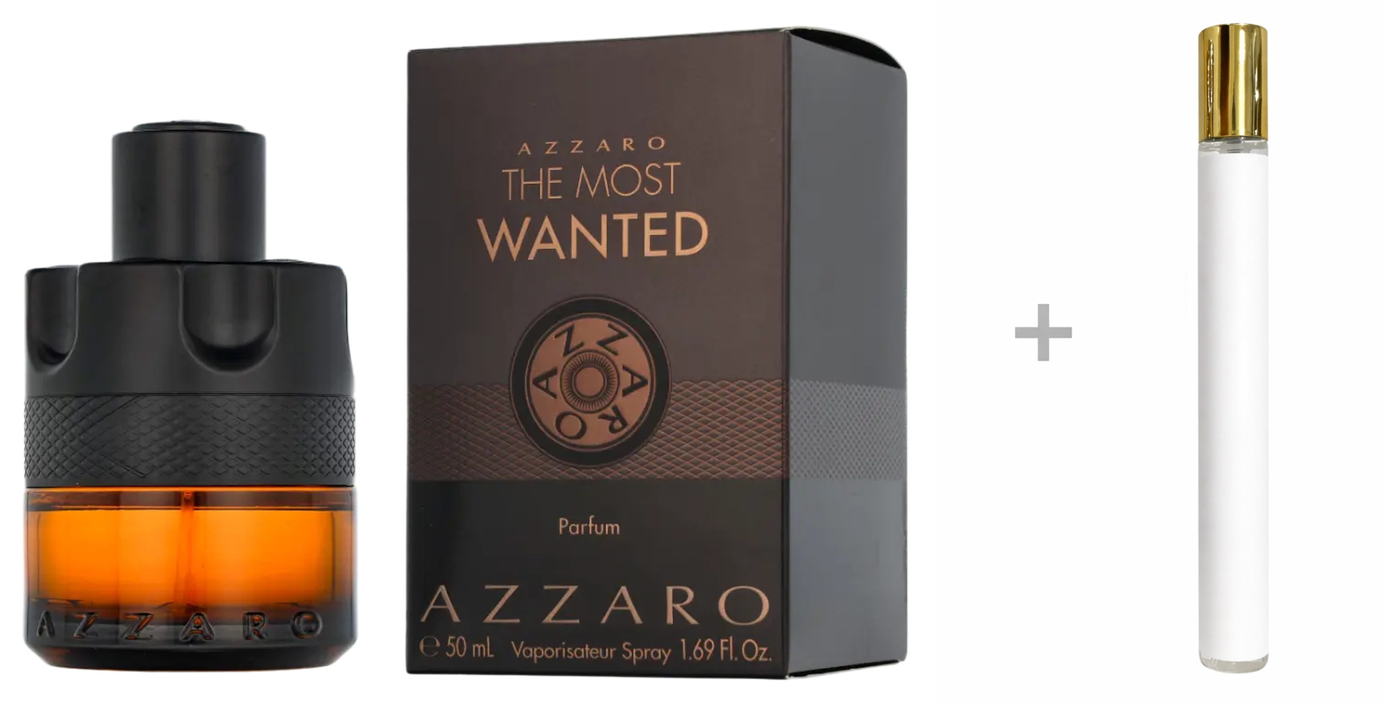 Azzaro Duft-Set The Most Wanted Le Parfum Herren Spray, Würzig-holziger Duft mit Ingwer, Holztöne und Vanille - mit Reiseduft