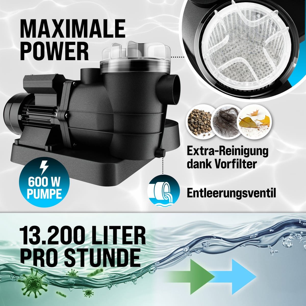 monzana Sandfilteranlage, 13.200L/h bis 58.000L Pool günstig online kaufen