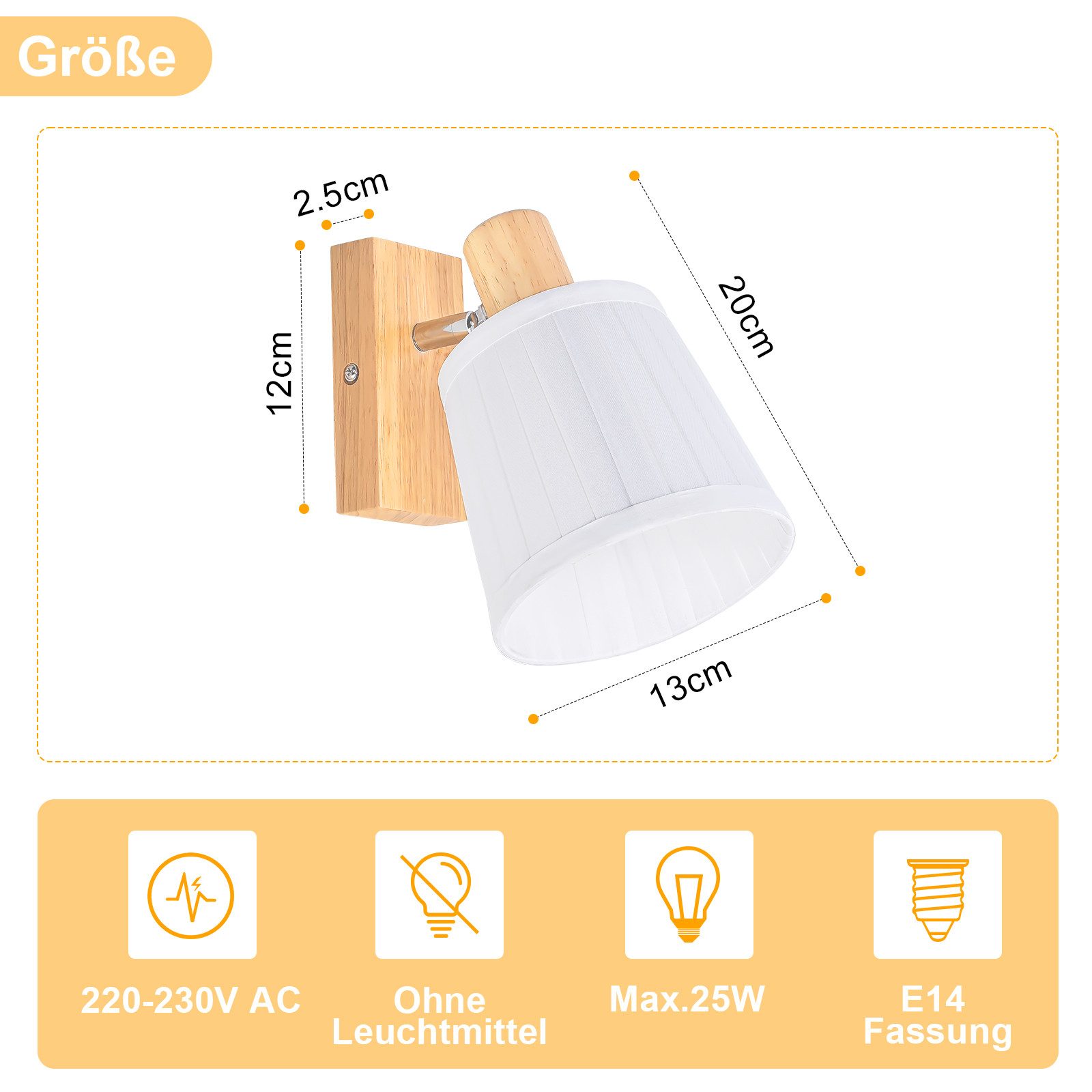 Nettlife Deckenstrahler Retro 1/2/3/4Flammig Holz Deckenleuchte E14 Vintage Boho Deckenspots, Schwenkbar 350°, ohne Leuchtmittel, für Wohnzimmer Schlafzimmer Kü – Bild 3 von 5