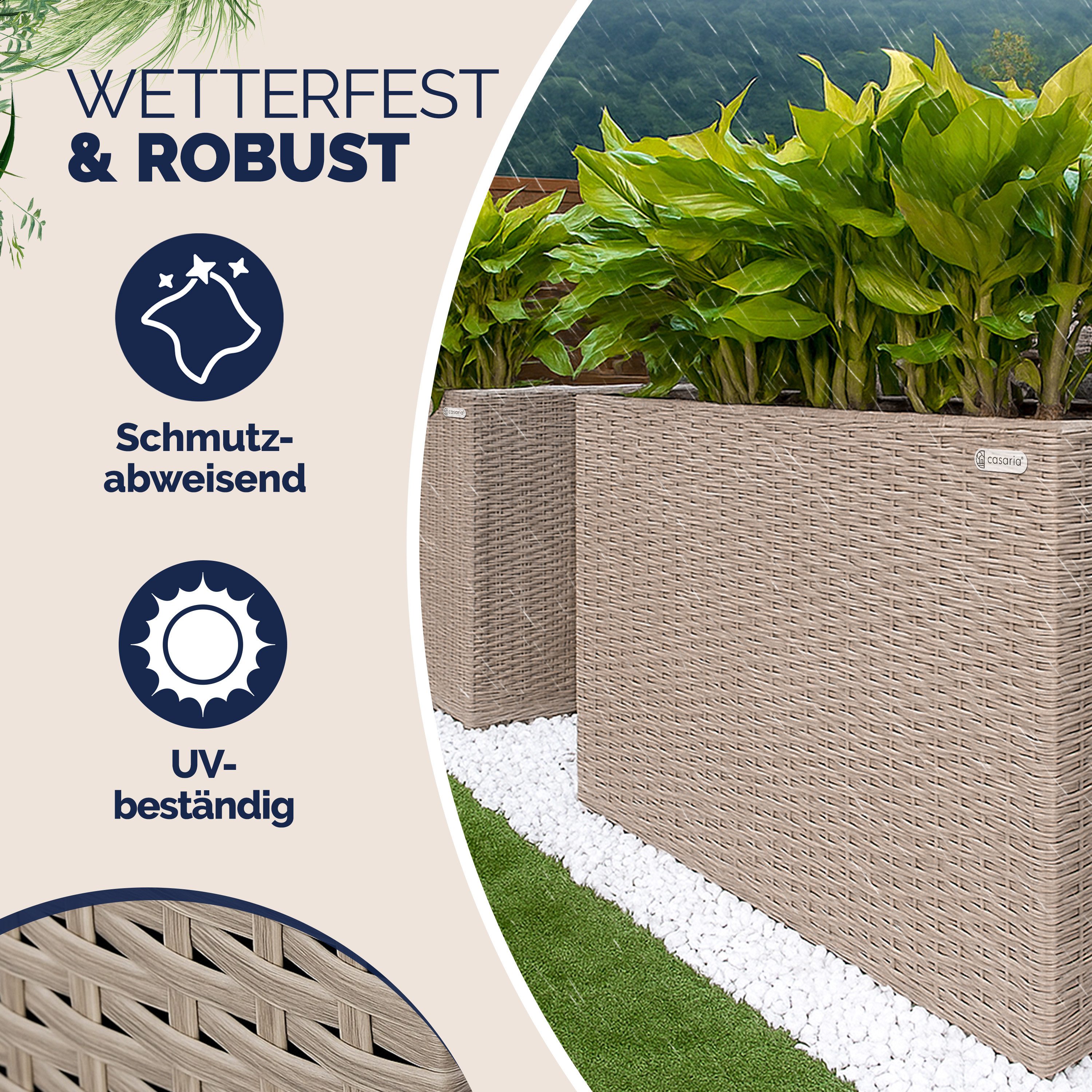 Casaria Pflanzkübel, 3 Innentöpfe Herausnehmbar Polyrattan günstig online kaufen