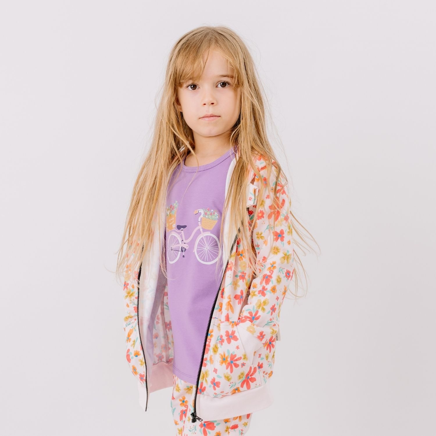 Walkiddy Sweatjacke Walkiddy Blumen Kinder Bio Baumwolle GOTS Rosa - Bio Baumwolle,GOTS, Kinderbekleidung,nachhaltige Klamotten,Shorts