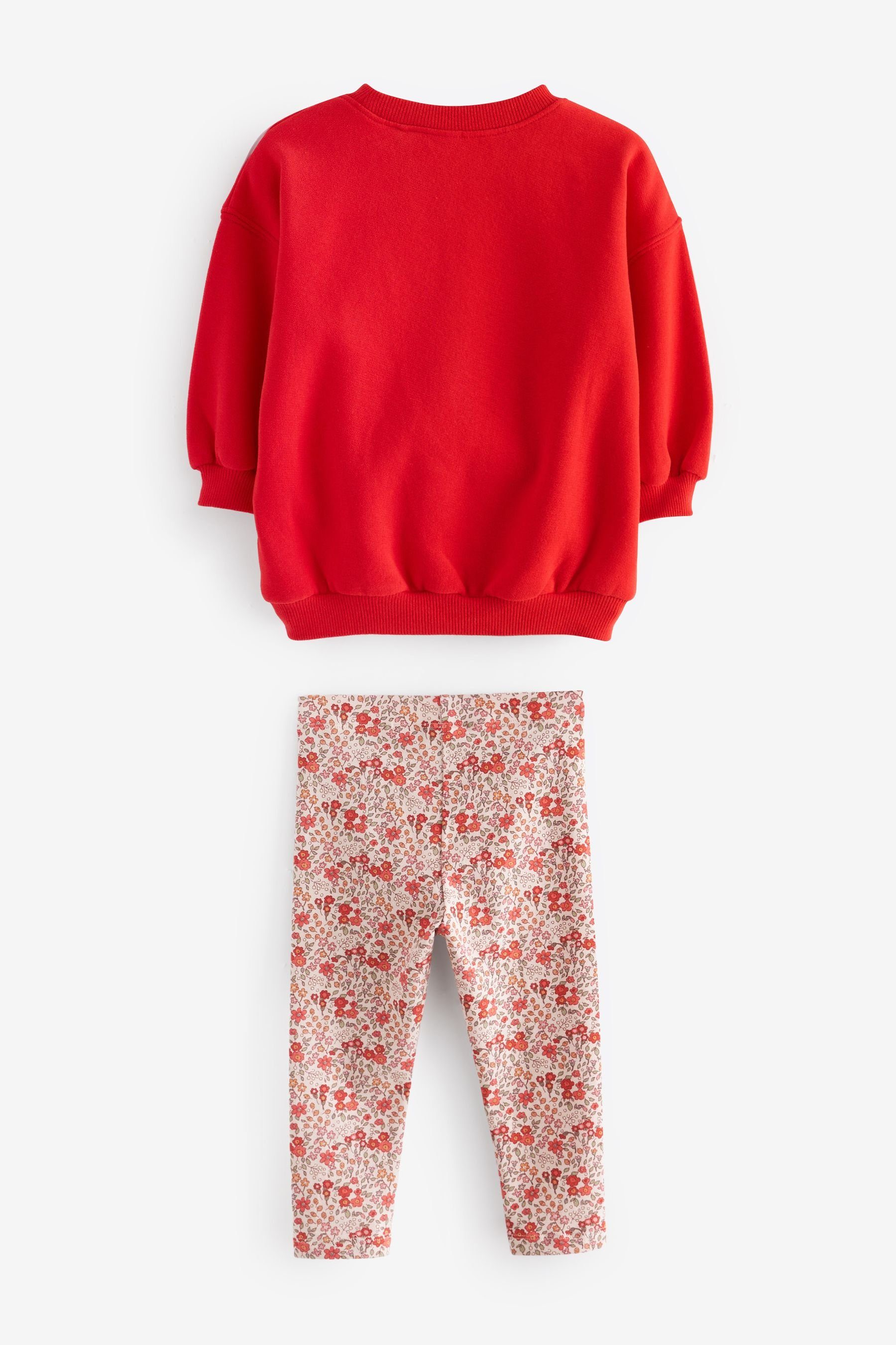 Leggings & aus Next und Leggings Red Weihnachtsset Shirt Reindeer Sweatshirt (2-tlg)