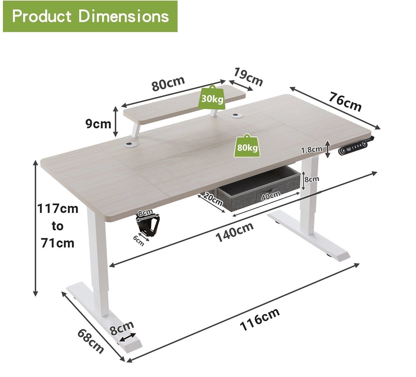 IvyIvy Gamingtisch Computertisch höhenverstellbar elektrisch Schreibtisch 1 günstig online kaufen
