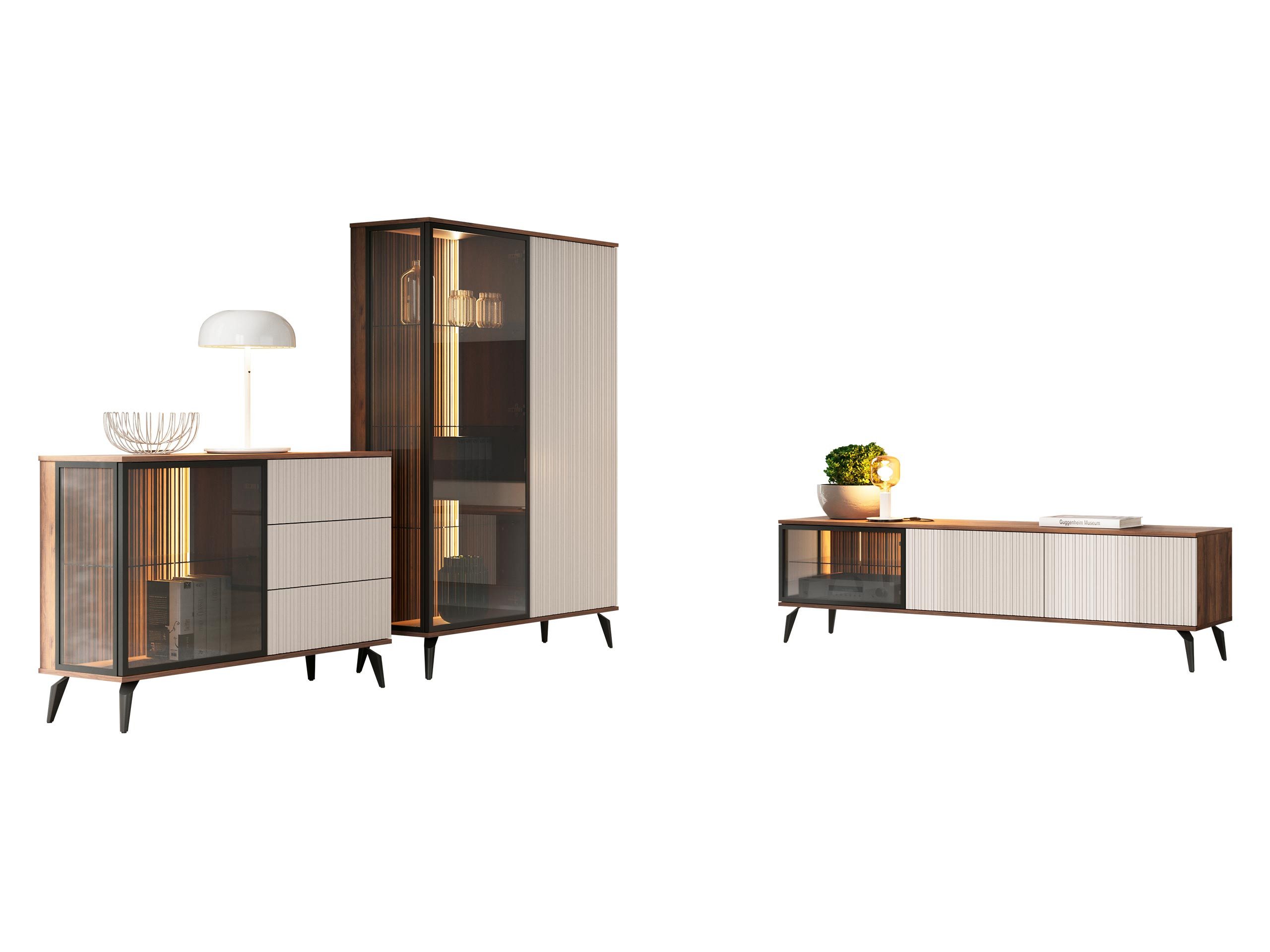 MIRJAN24 Wohnzimmer-Set Vici I, (3er-Set, Vitrine, günstig online kaufen