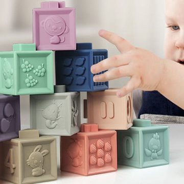 kinspi Lernspielzeug Babyspielzeug Bausteine Stapelspiel,Sensorik Spielzeug Badespielzeug