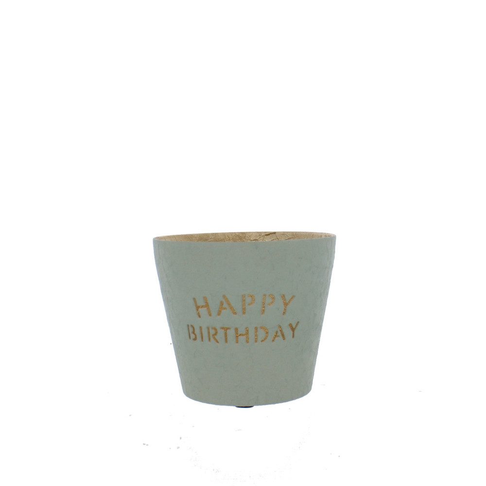 MICA Dekolicht Windlicht - Happy Birthday - ca. 10 x 10 x 8,5 cm