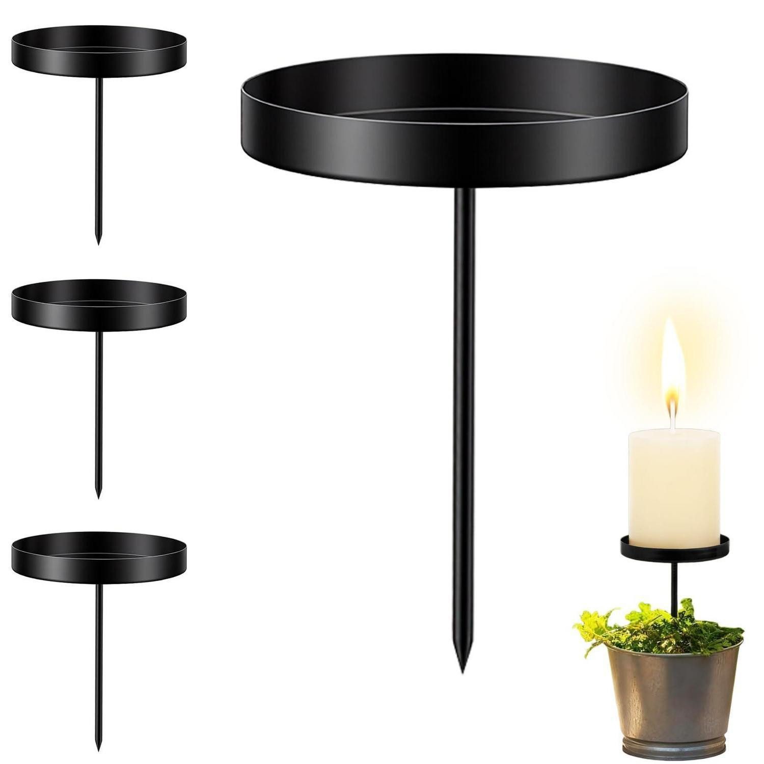LuxusKollektion Adventskranz Adventskranz Kerzenhalter Schwarz Metall 4er Set S-4.5cm