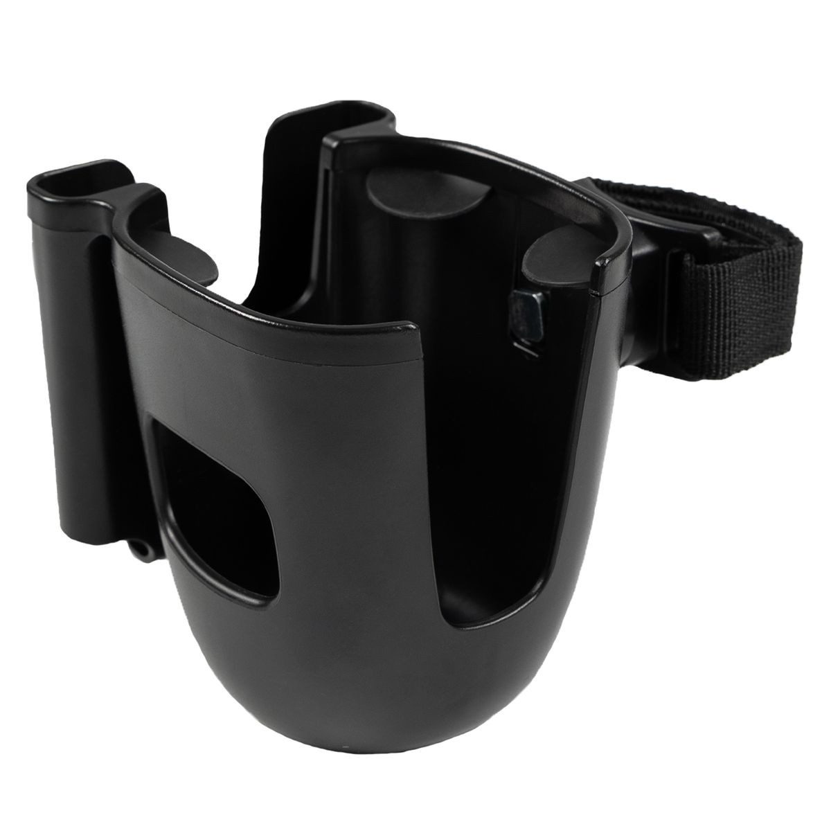 Zamboo Becherhalter Schwarz, Getränkehalter Flaschenhalter für Kinderwagen & Buggy mit Handyhalter